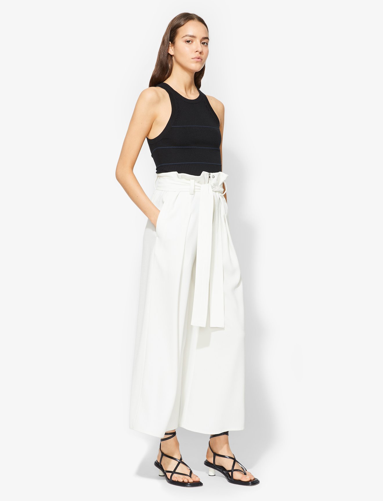 Texture Crepe Belted Pants #1