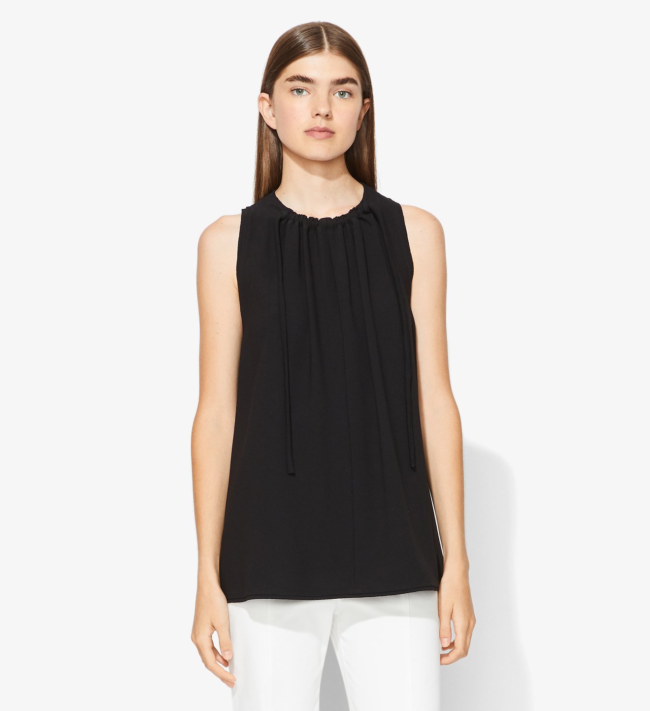Textured Crepe Cinched Tie Top