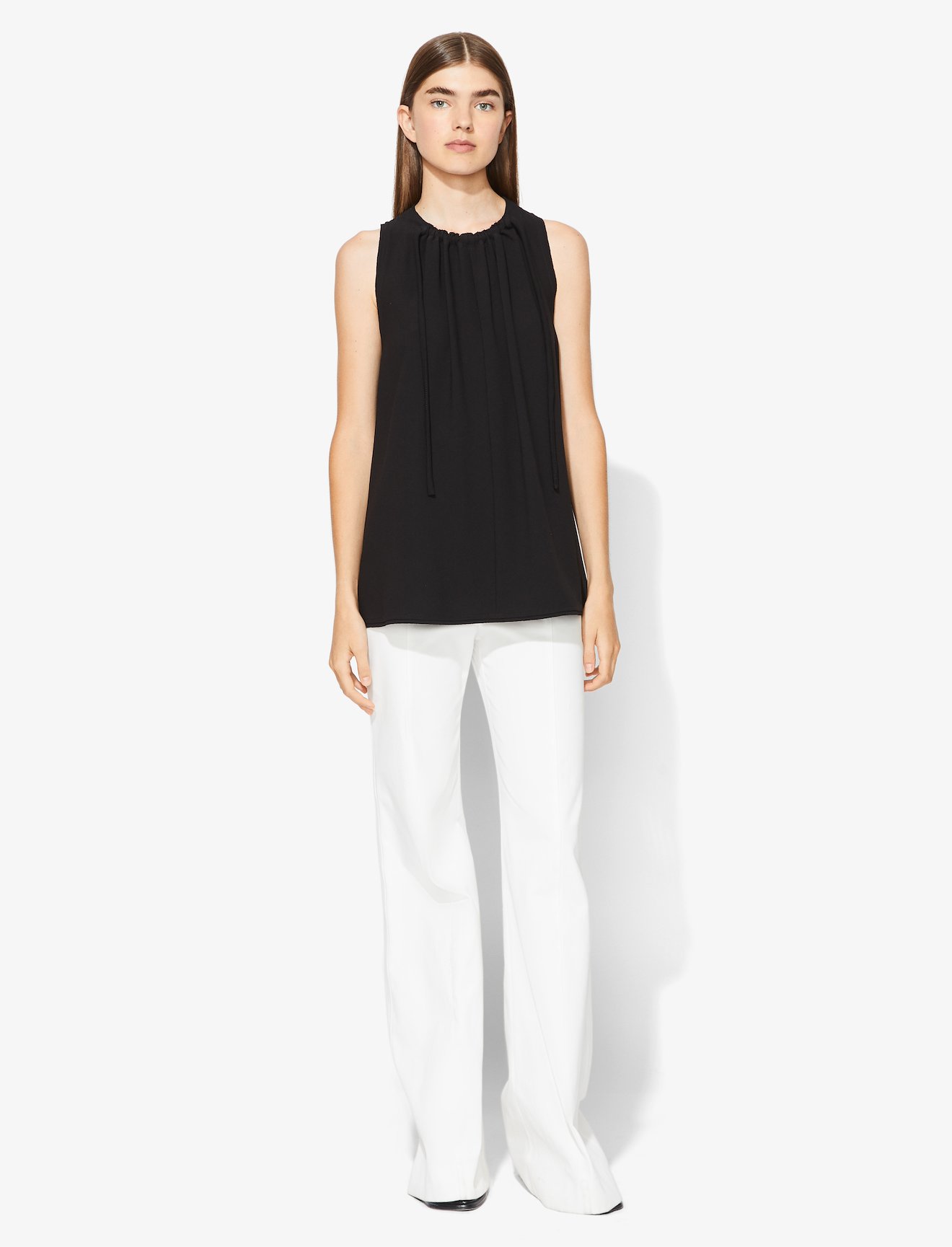 Textured Crepe Cinched Tie Top #1