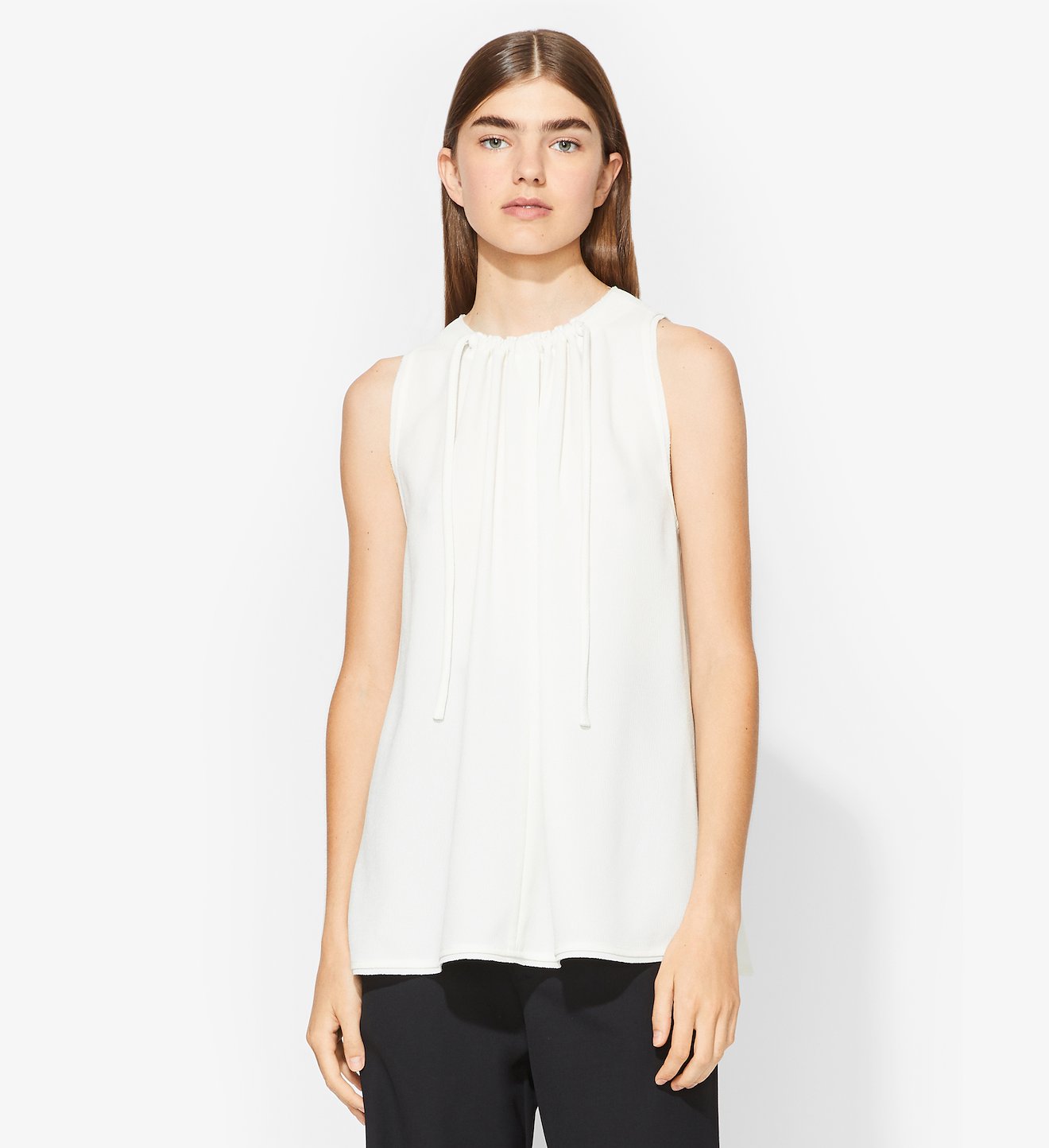 Textured Crepe Cinched Tie Top