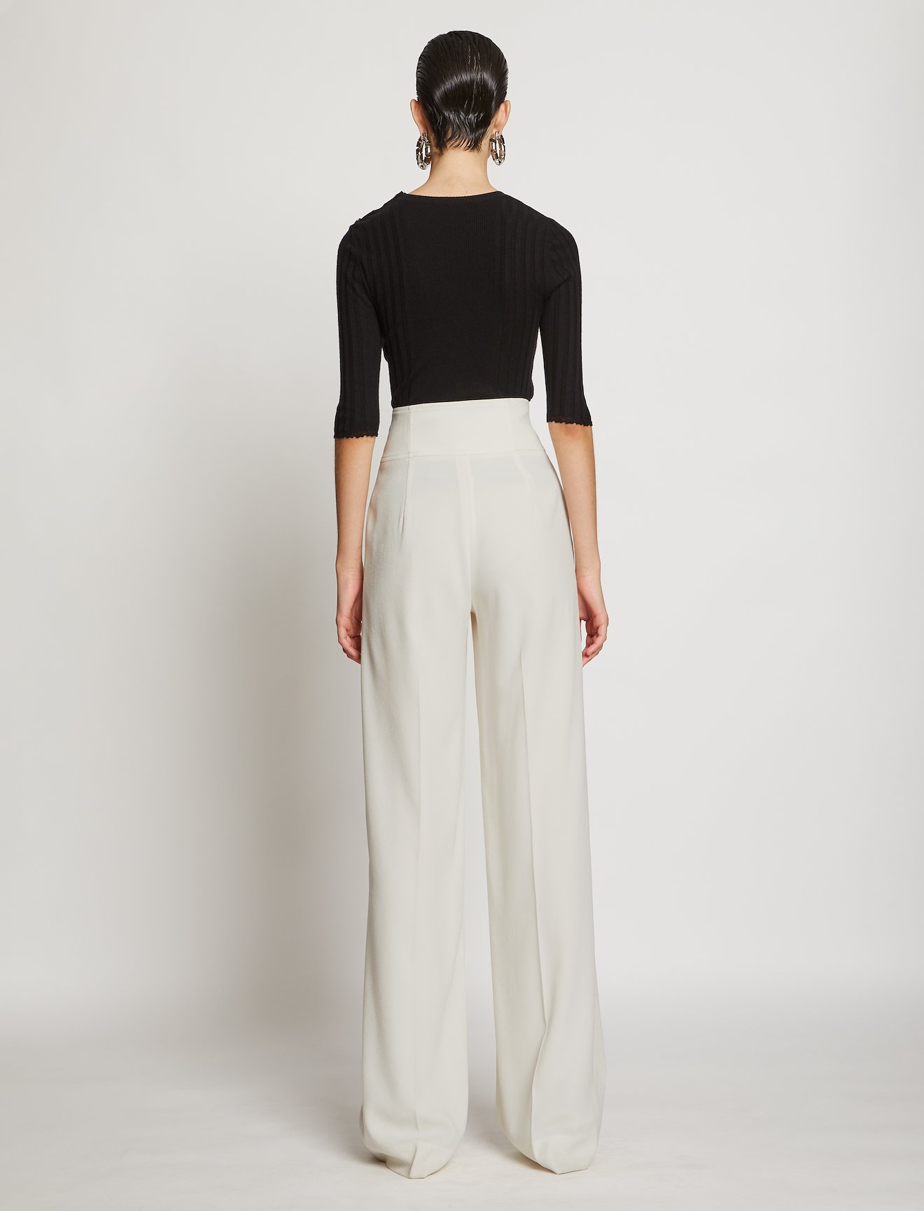 Textured Crepe High Waisted Pants #2