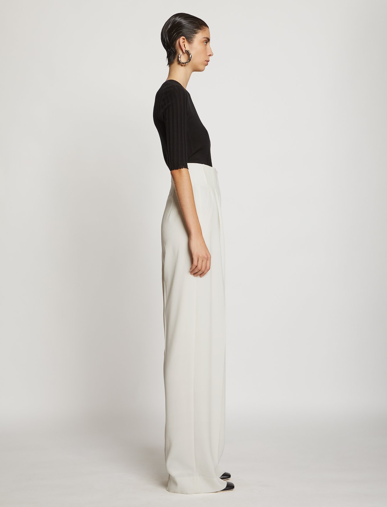 Textured Crepe High Waisted Pants #1