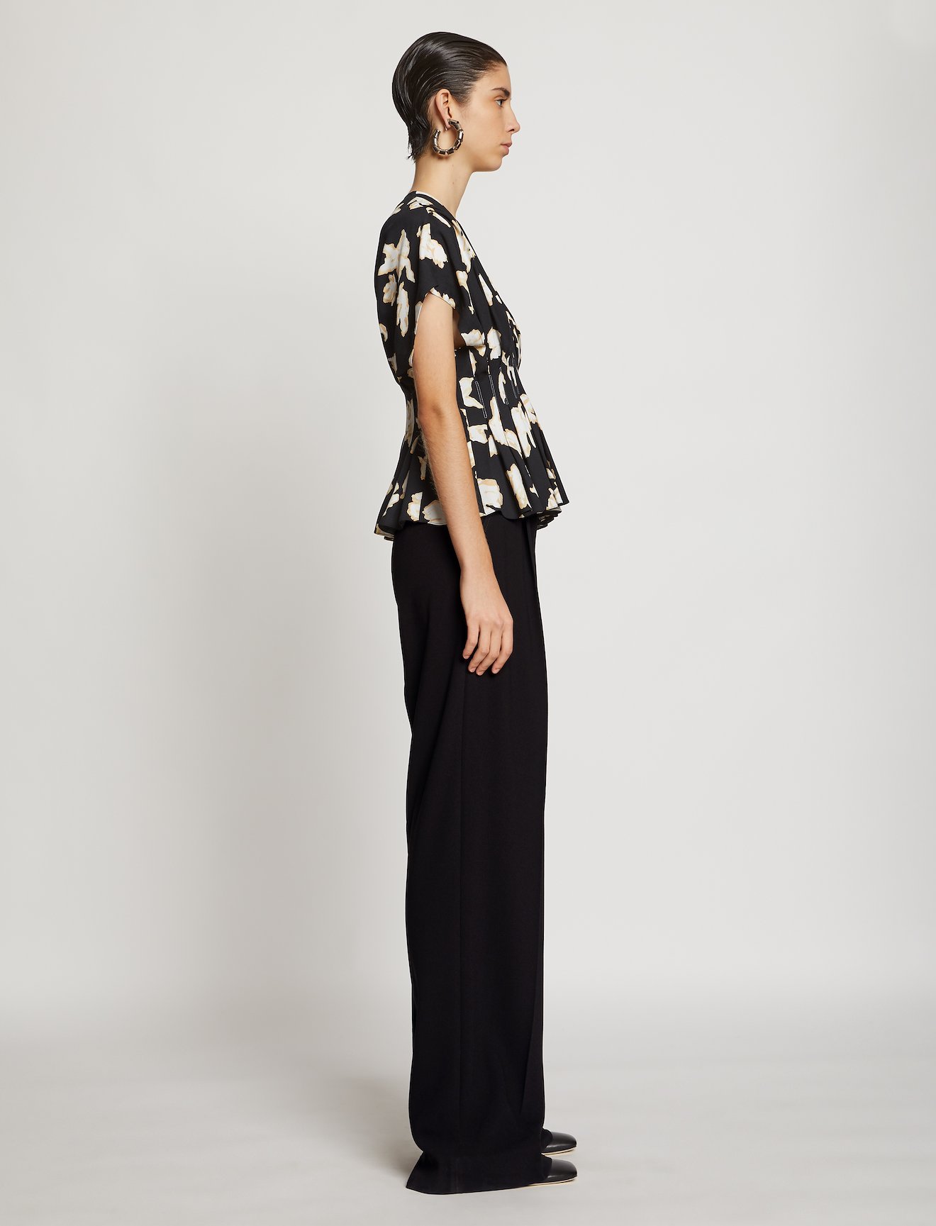 Textured Crepe High Waisted Pants #1