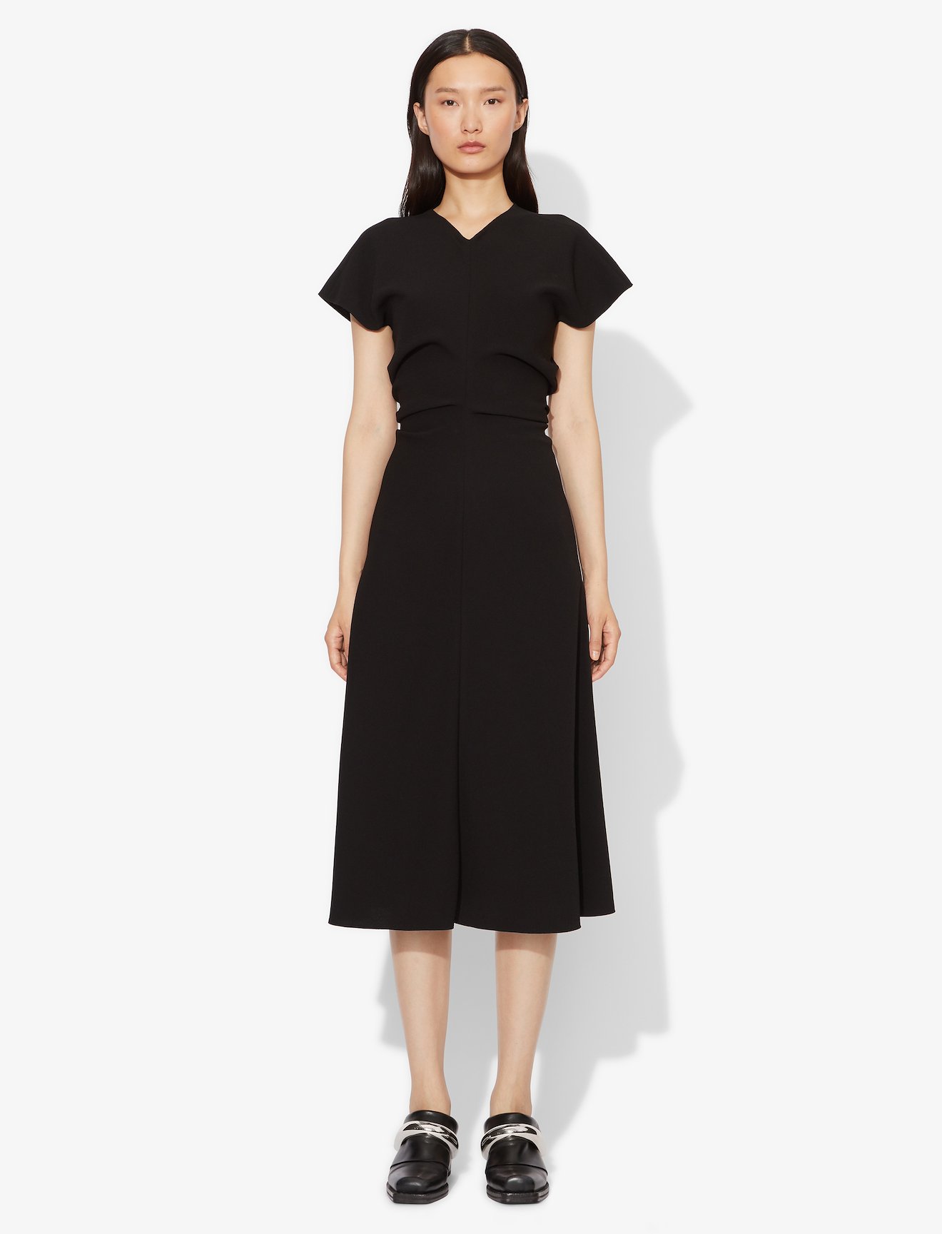 Textured Crepe Short Sleeve Dress #1