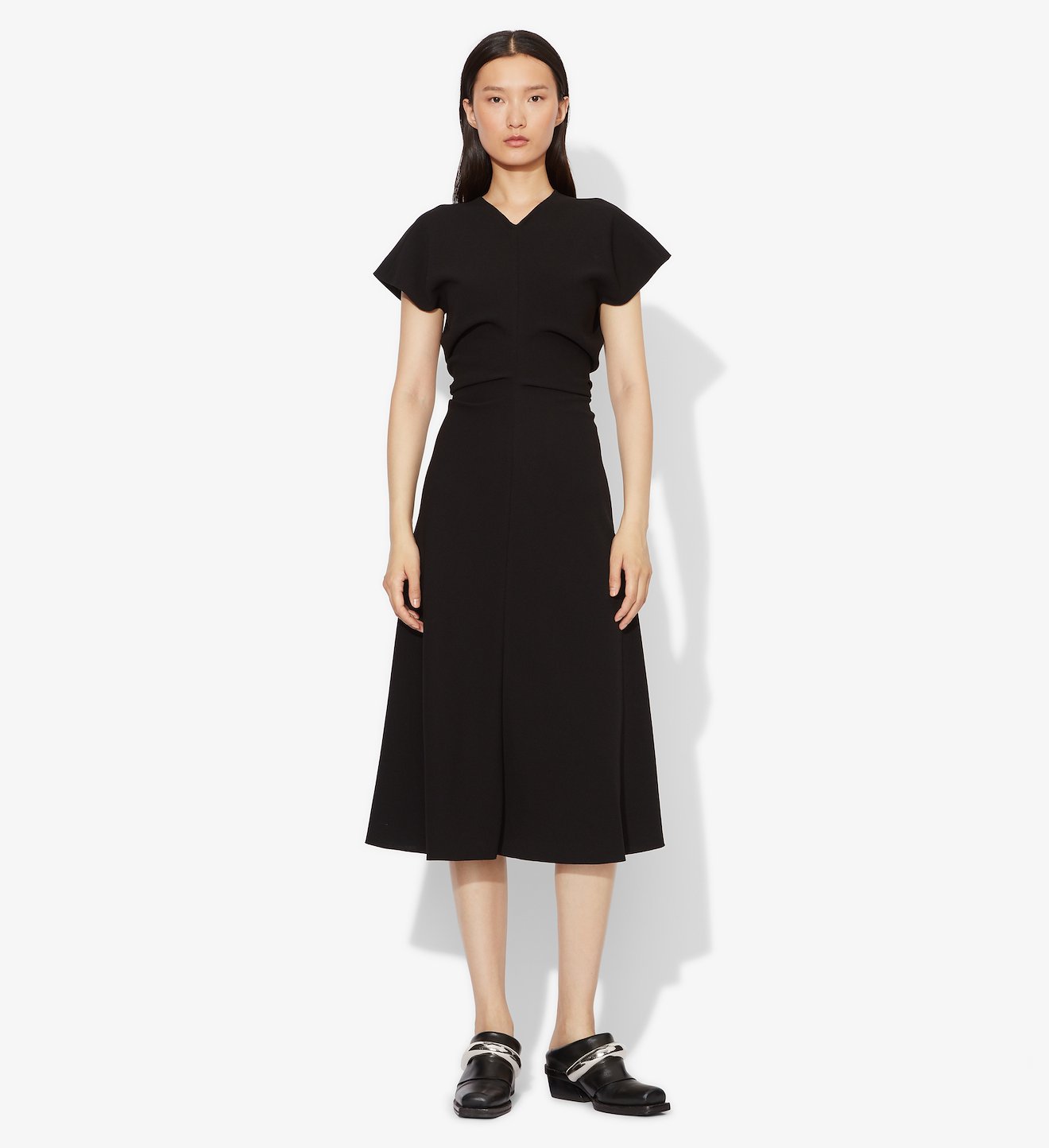 Textured Crepe Short Sleeve Dress