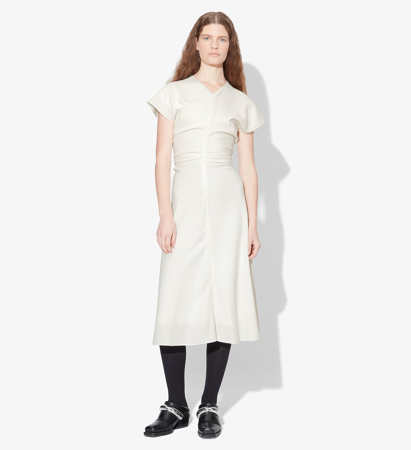 Textured Crepe Short Sleeve Dress
