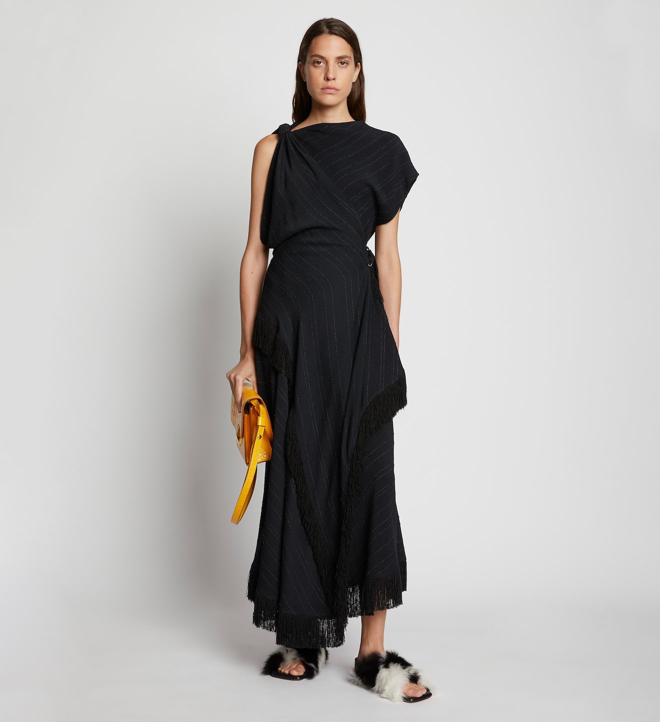Textured Fringe Crepe Dress