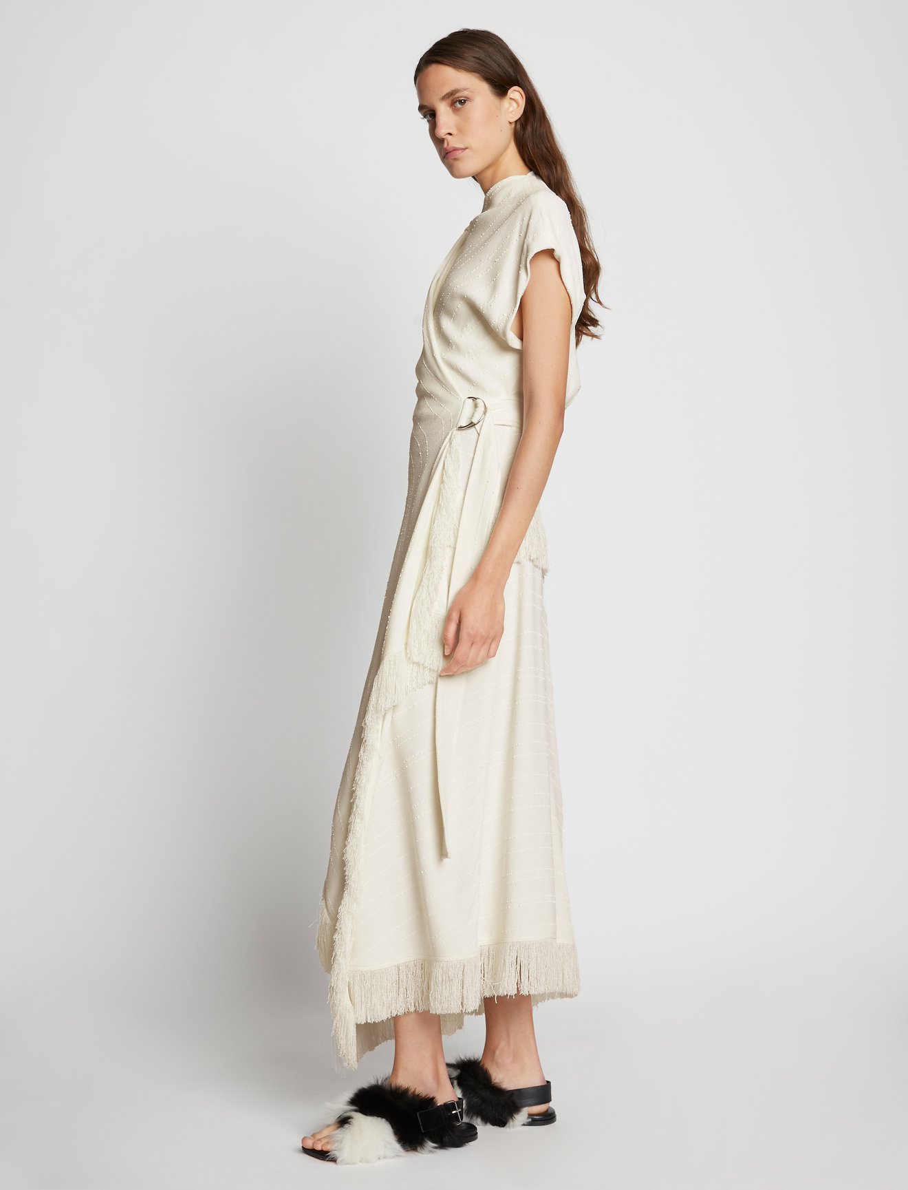 Textured Fringe Crepe Dress #1