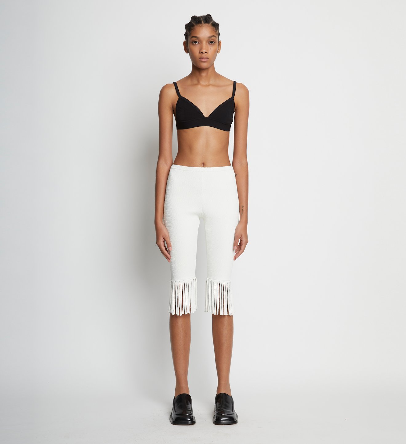 Textured Knit Fringe Bike Shorts