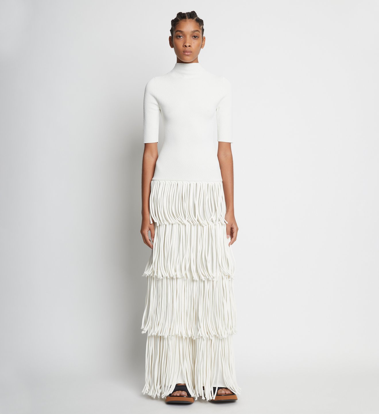 Textured Knit Fringe Dress