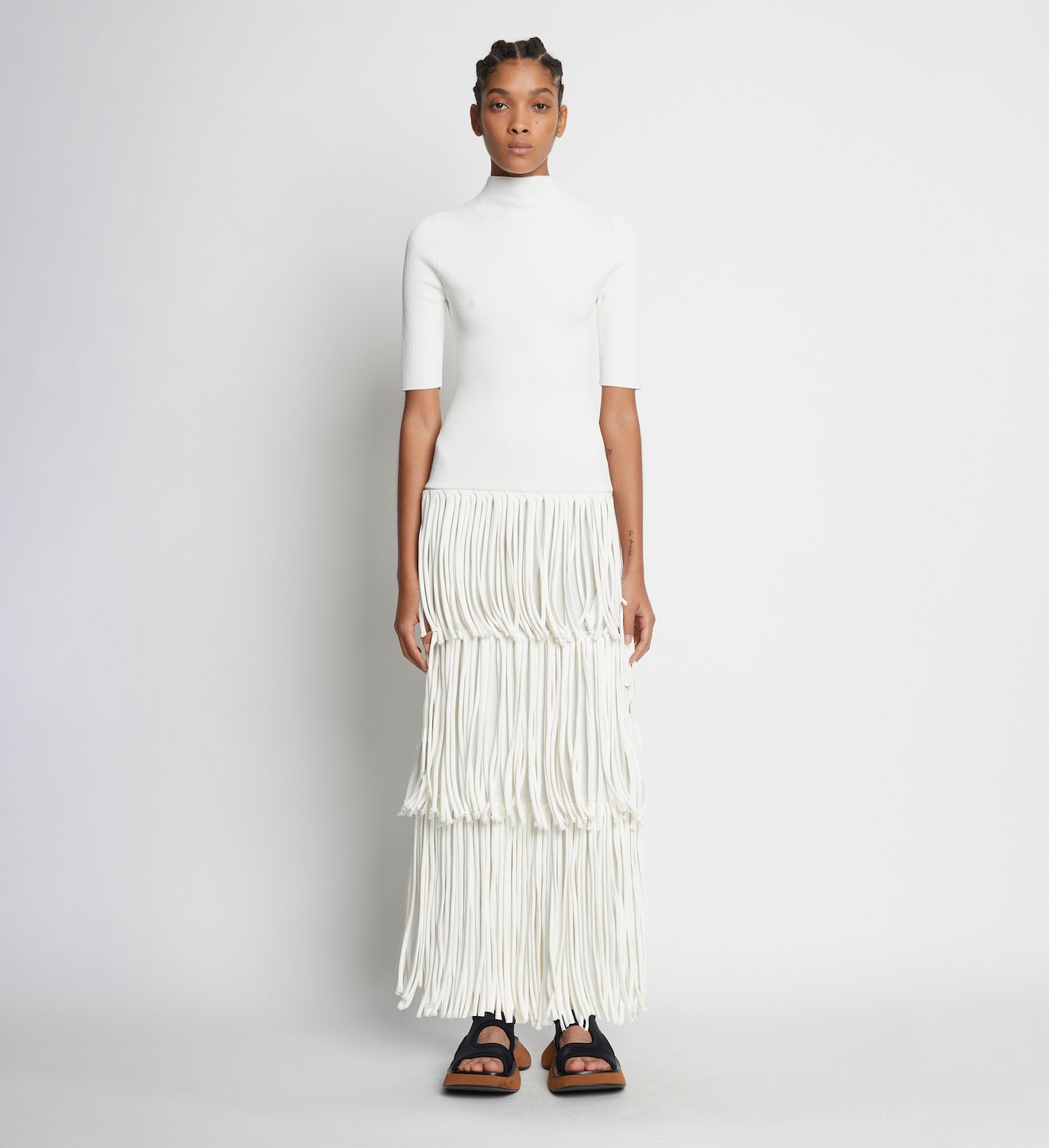 Textured Knit Fringe Dress
