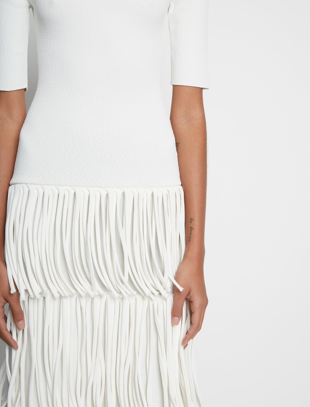 Textured Knit Fringe Dress #1