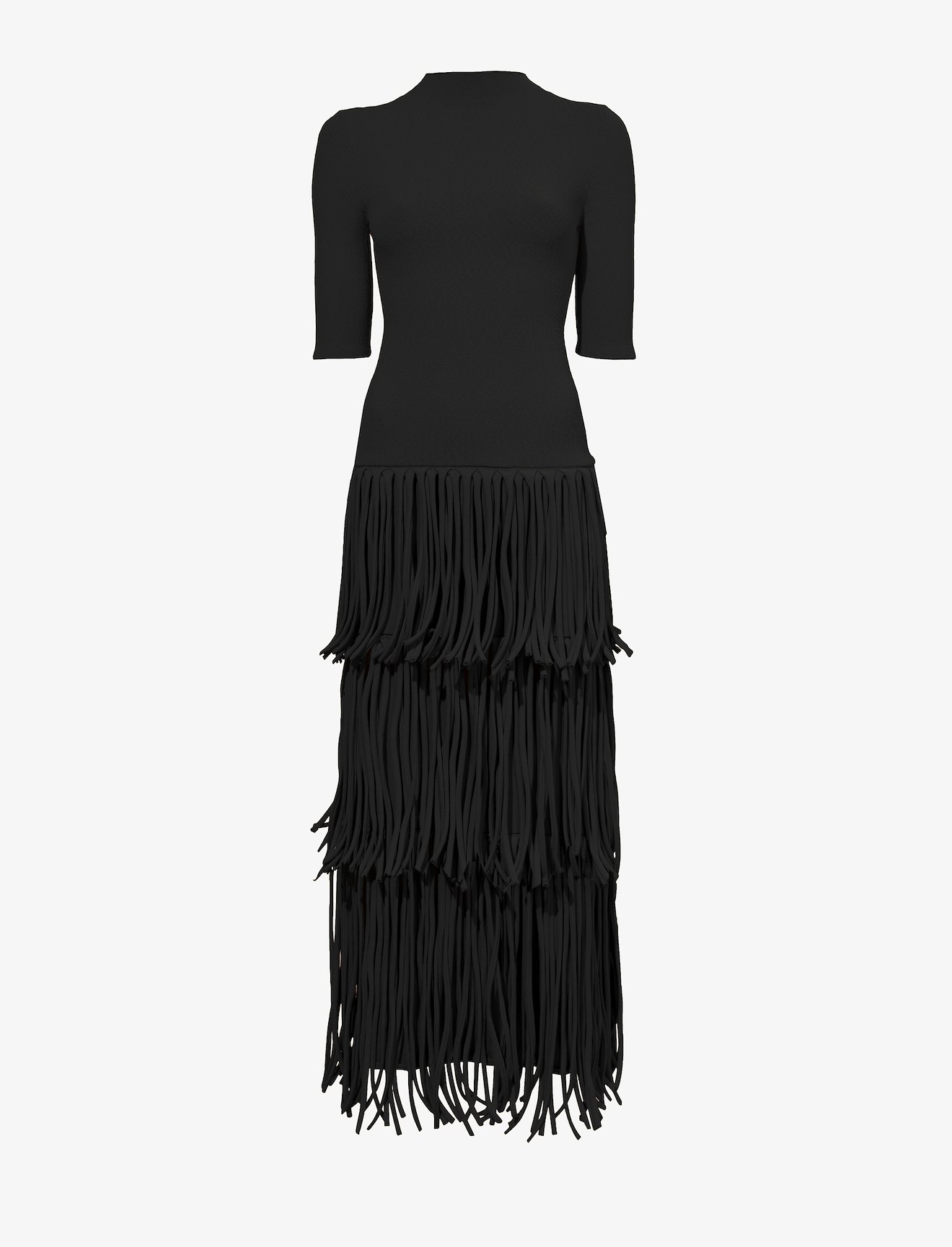 Textured Knit Fringe Dress #3