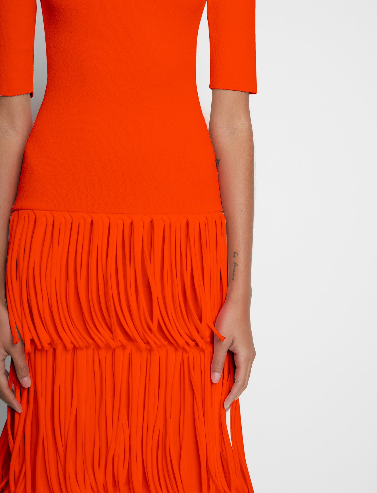 Textured Knit Fringe Dress #3