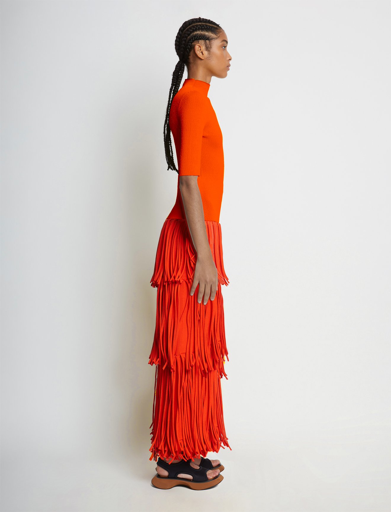 Textured Knit Fringe Dress #1