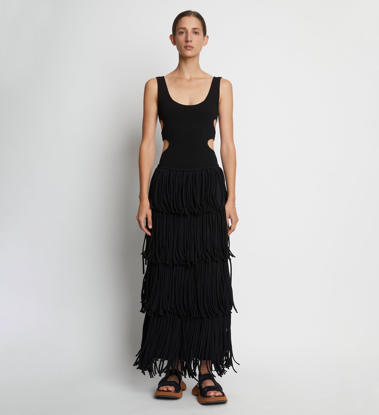Textured Knit Fringe Skirt