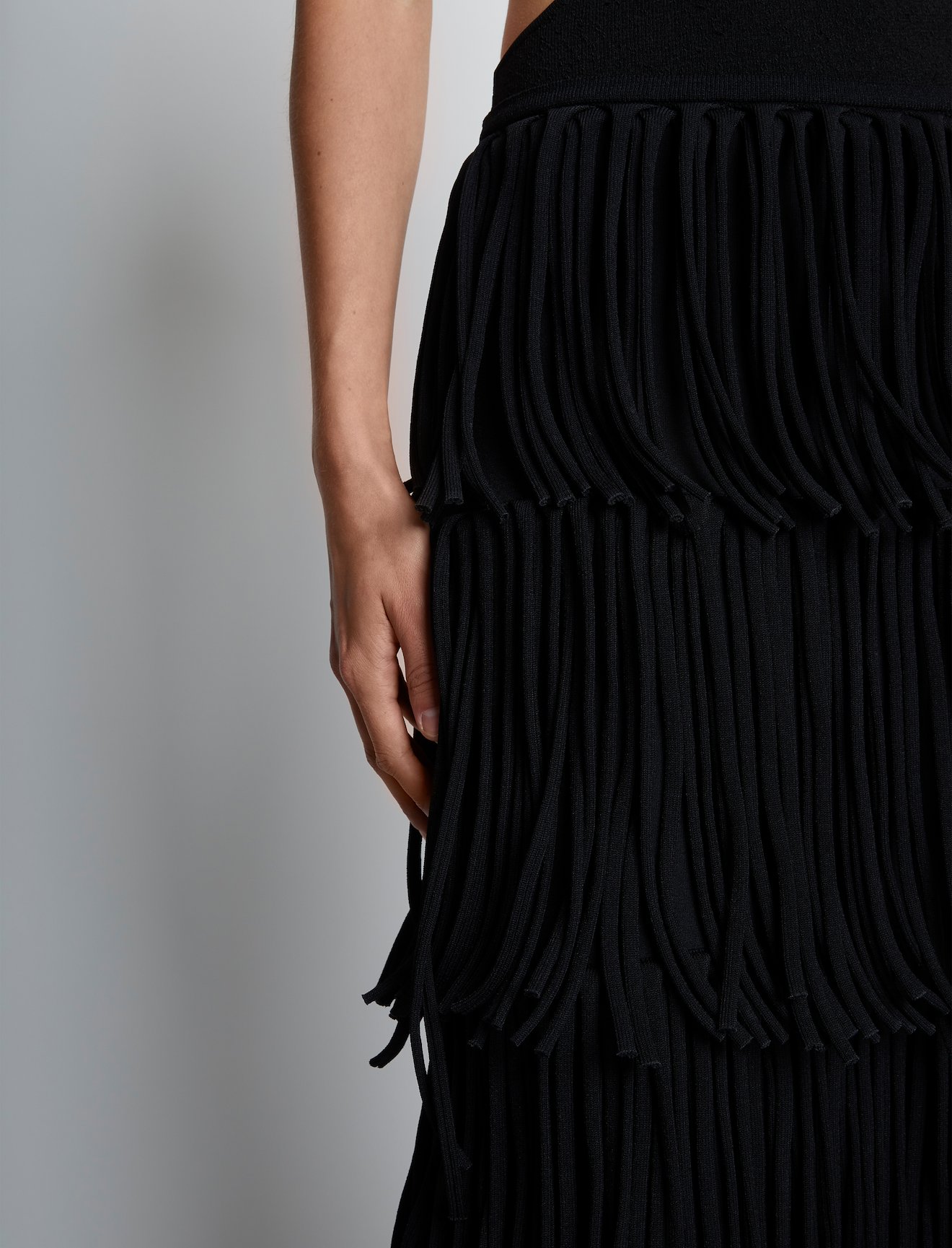 Textured Knit Fringe Skirt #3