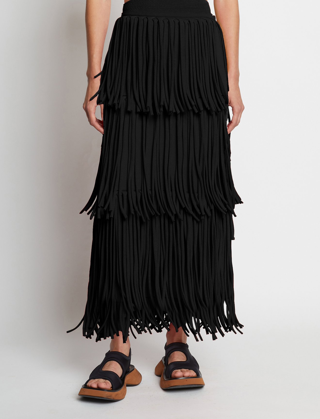 Textured Knit Fringe Skirt #1