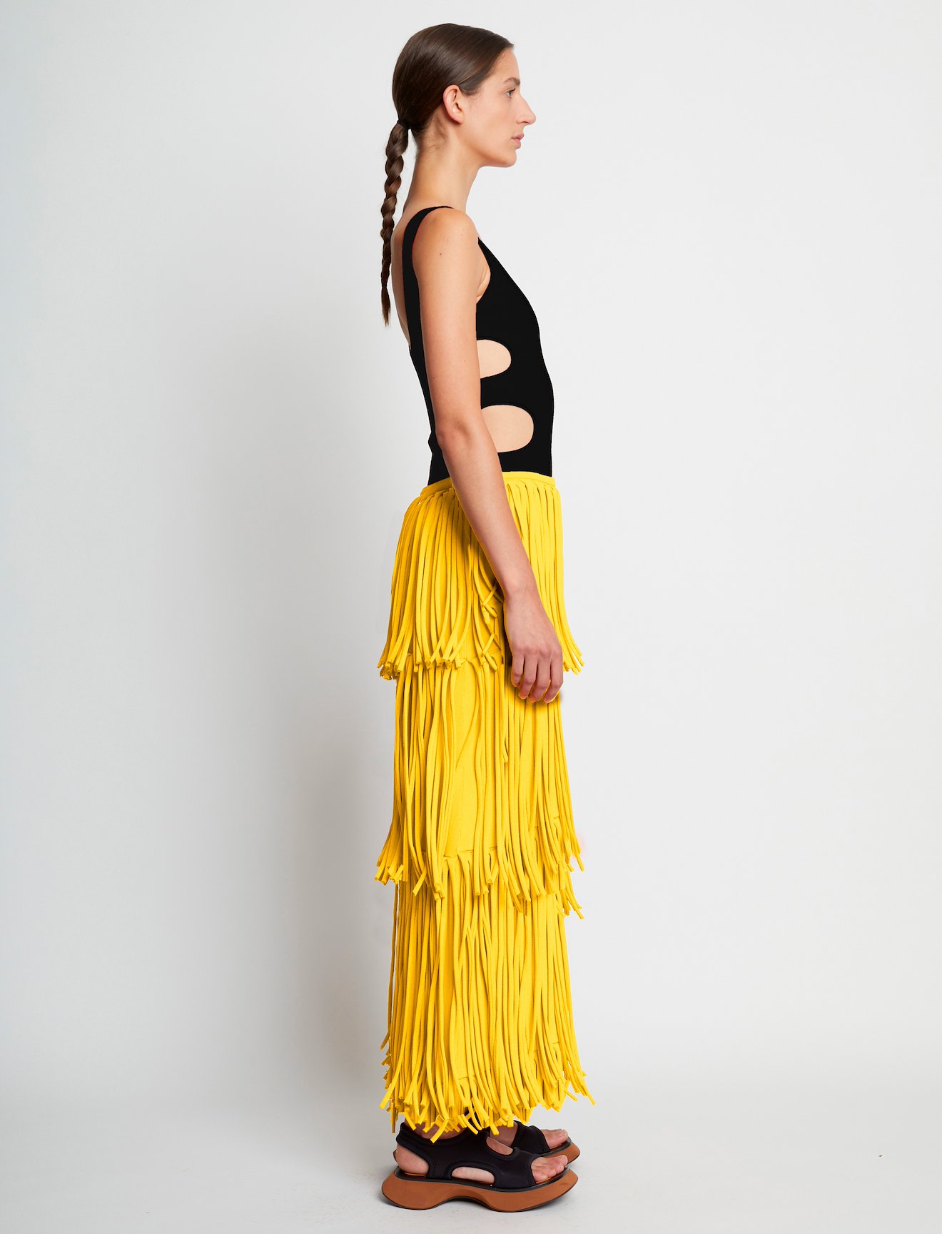 Textured Knit Fringe Skirt #1