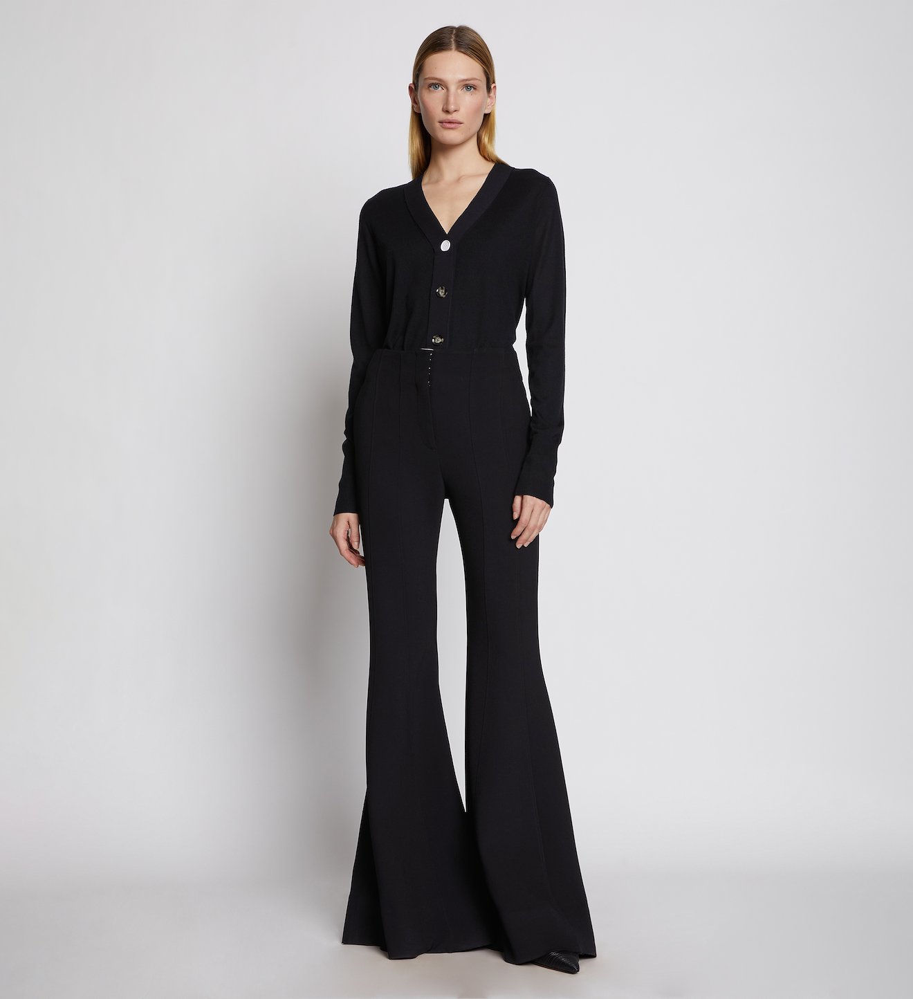Textured Suiting Flared Pants
