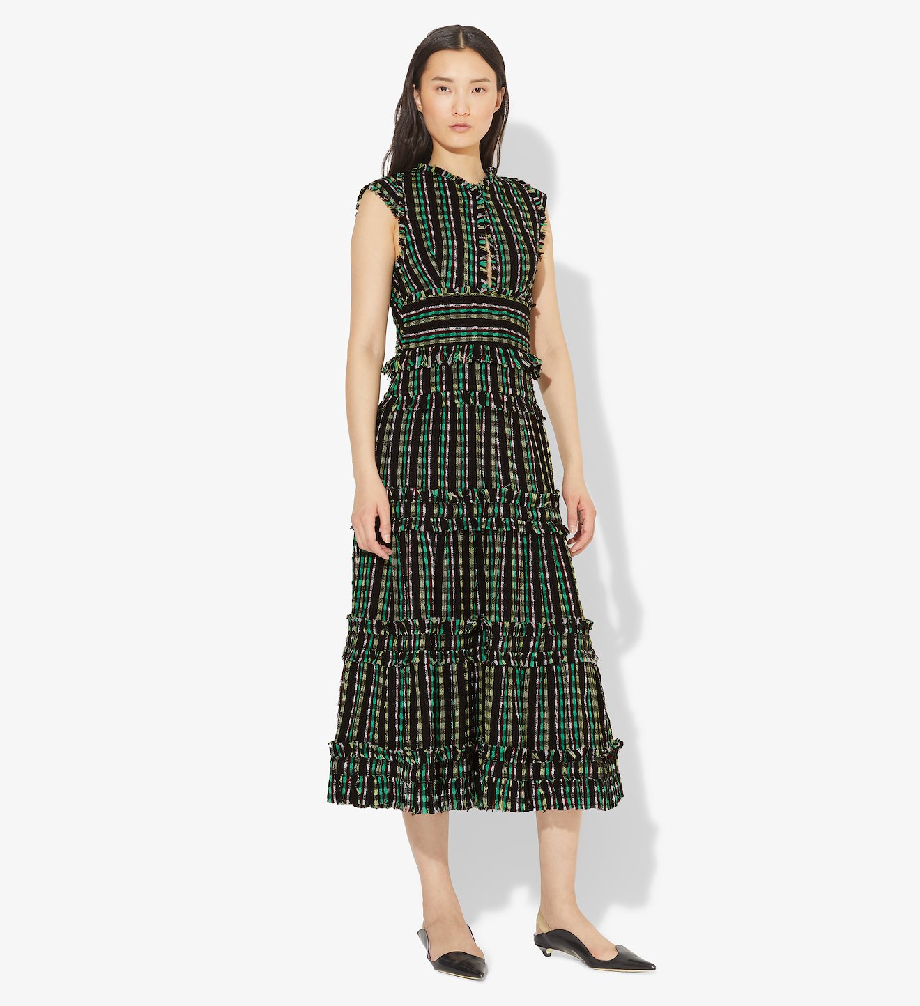 Textured Tweed Tiered Dress