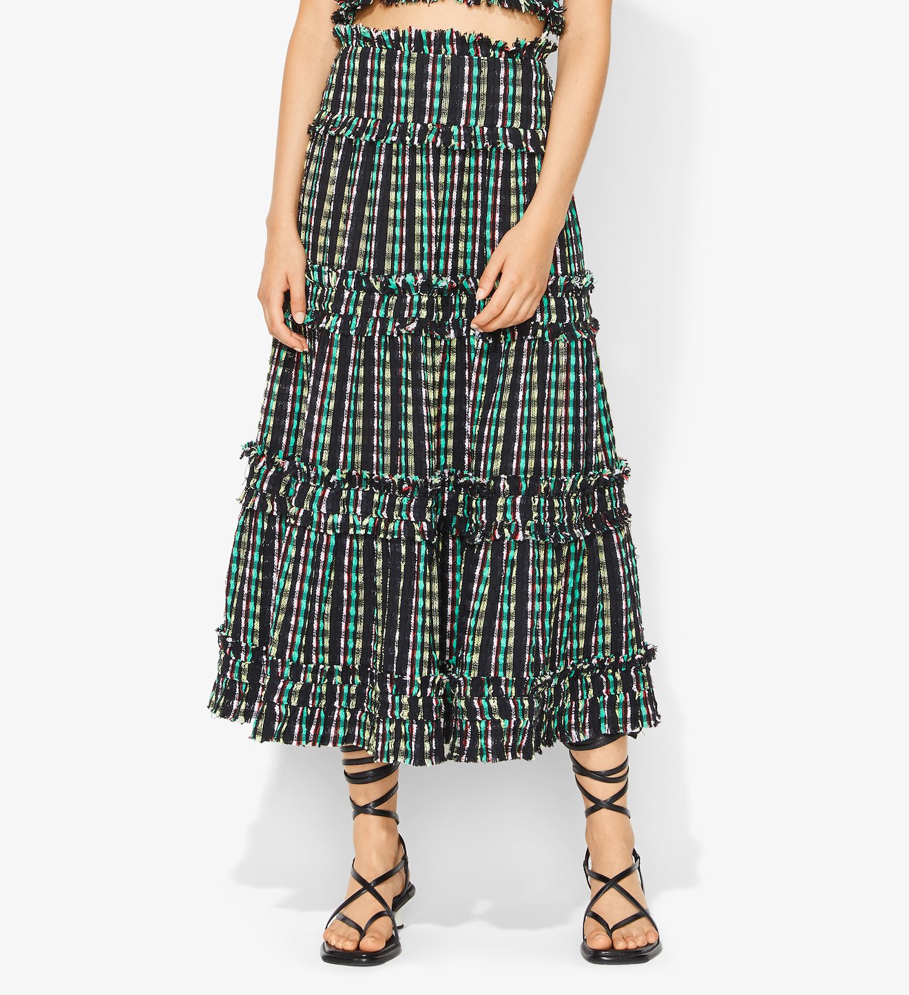 Textured Tweed Tiered Skirt