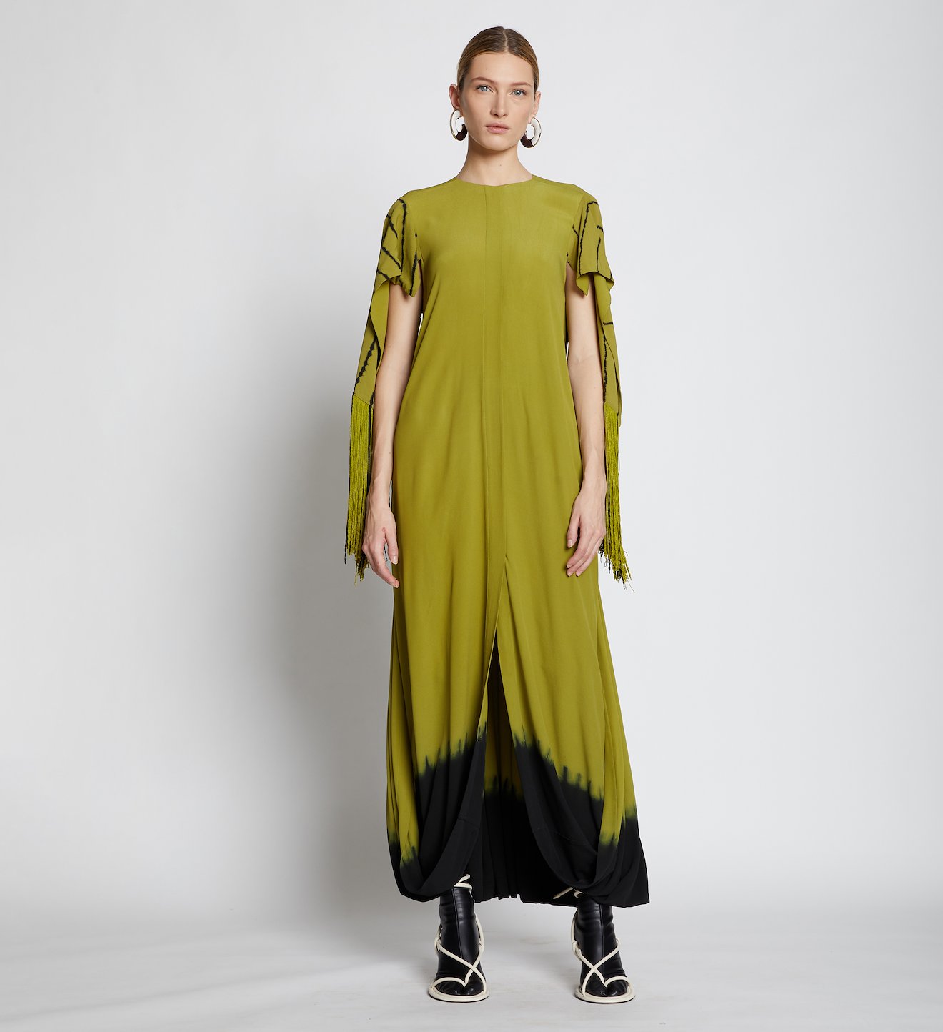 Tie Dye Fringe Gathered Dress