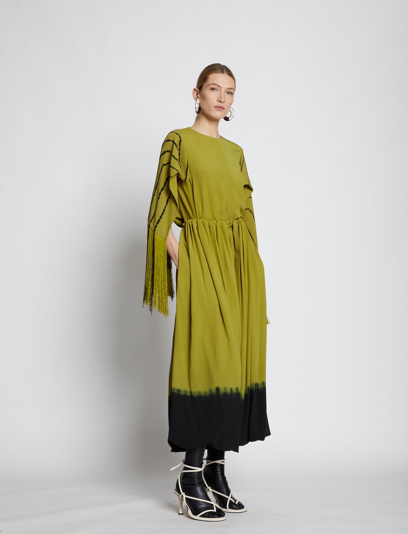 Tie Dye Fringe Gathered Dress #4