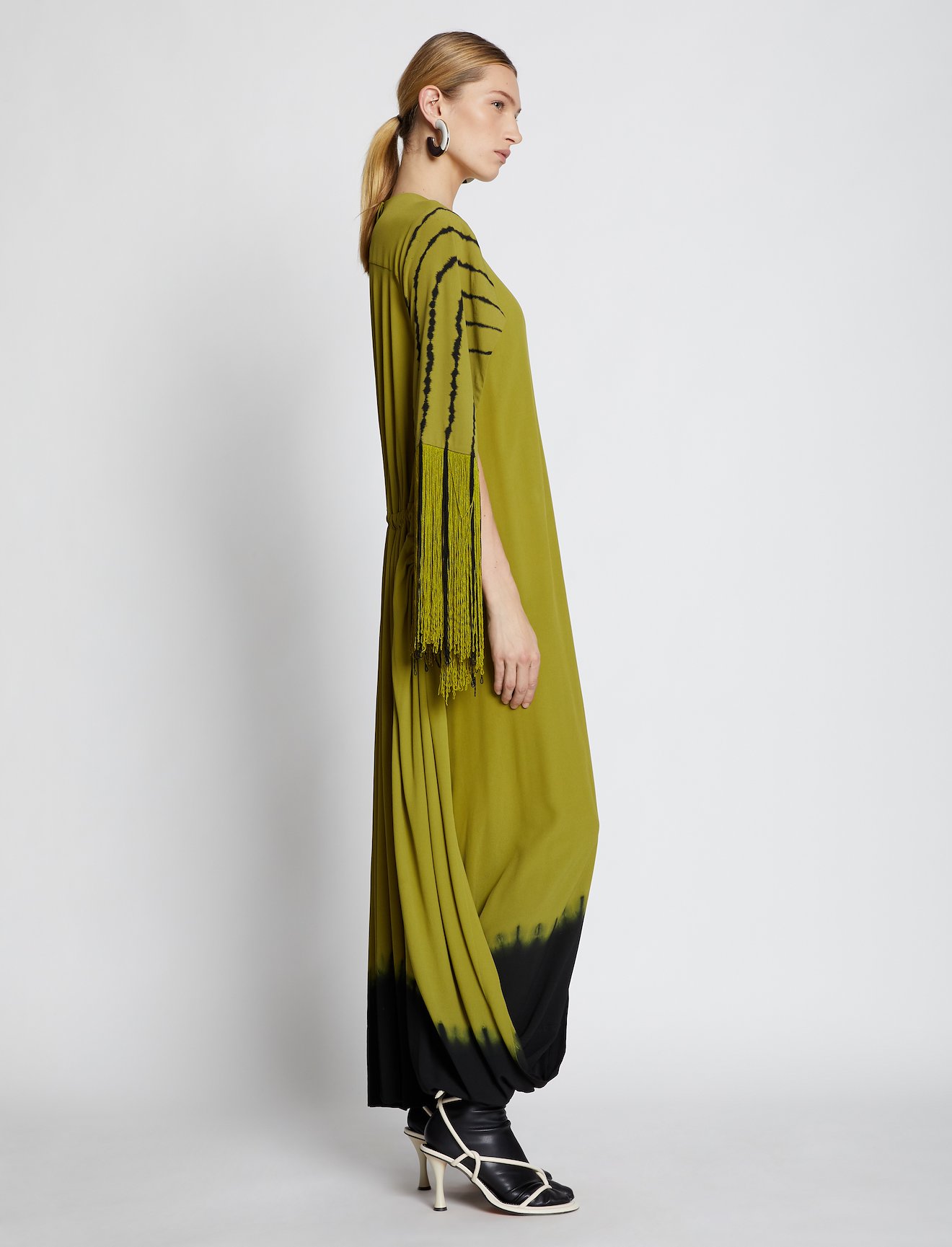 tie-dye fringe gathered dress #1