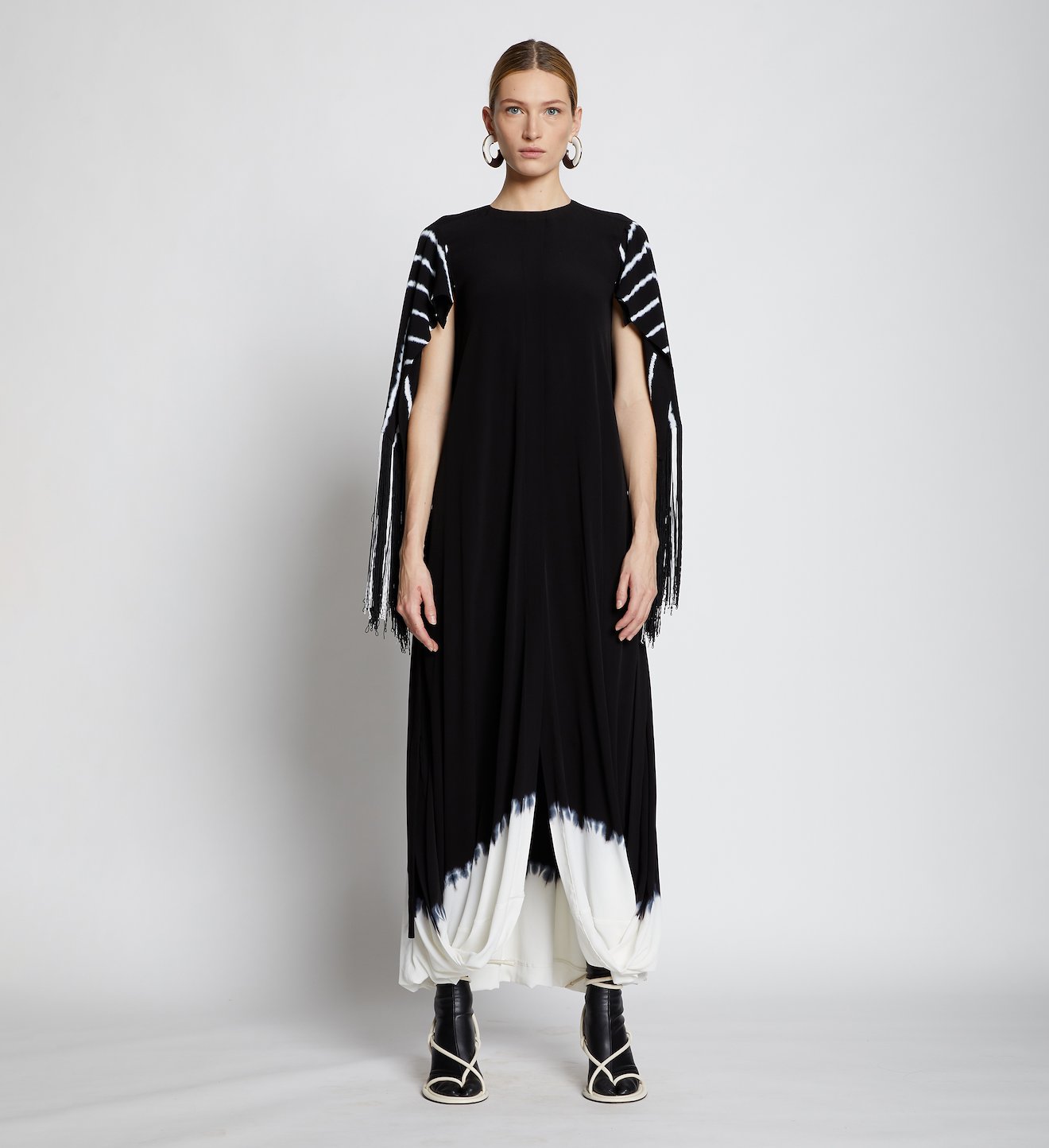 Tie Dye Fringe Gathered Dress