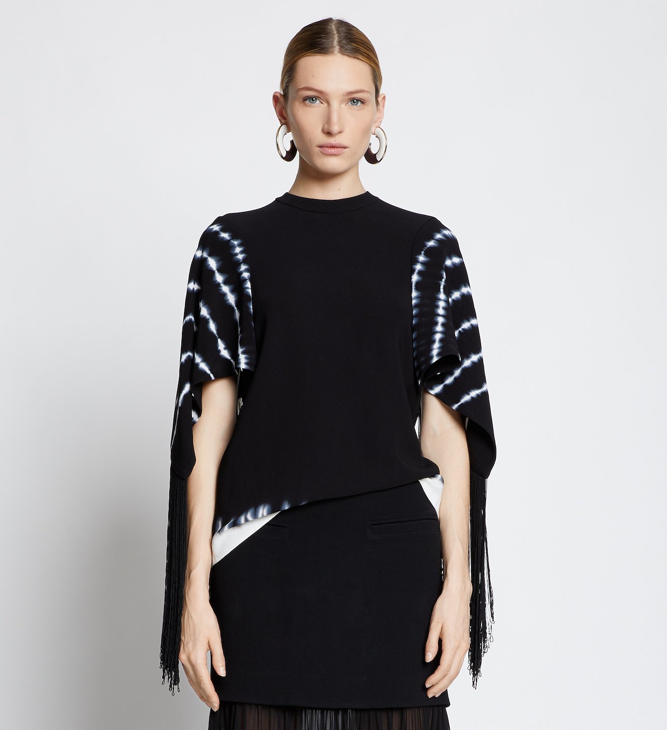 Tie Dye Fringe Sleeve Top