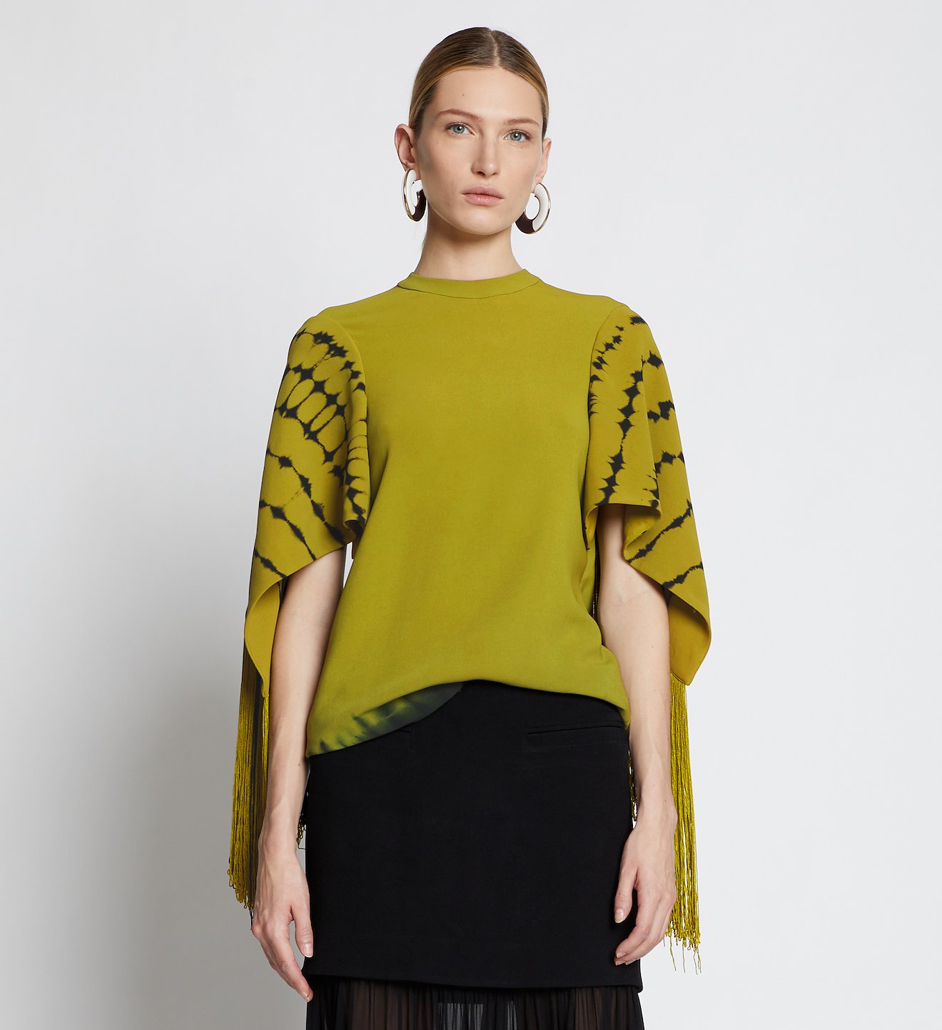 Tie Dye Fringe Sleeve Top