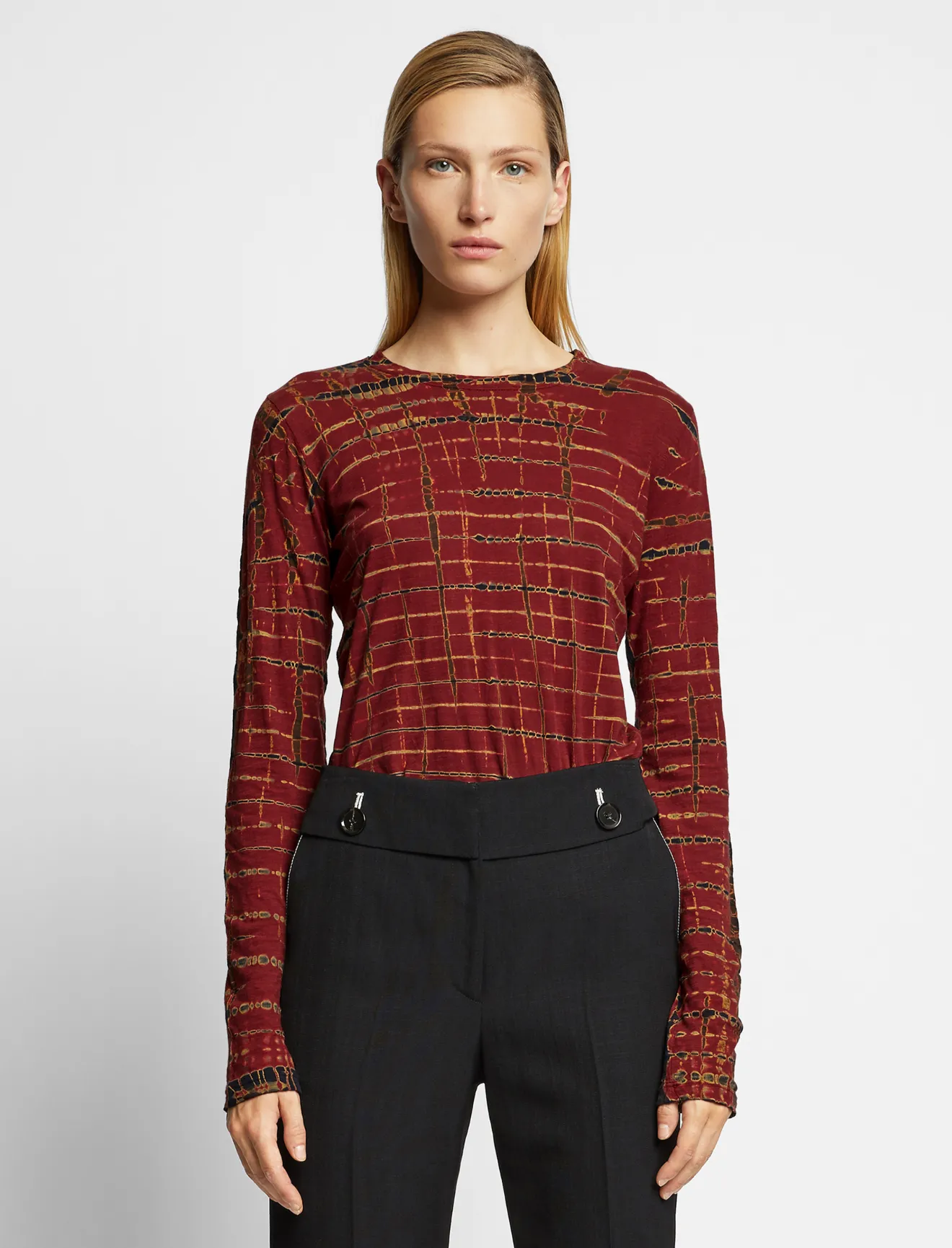 long sleeve shirt that ties around waist