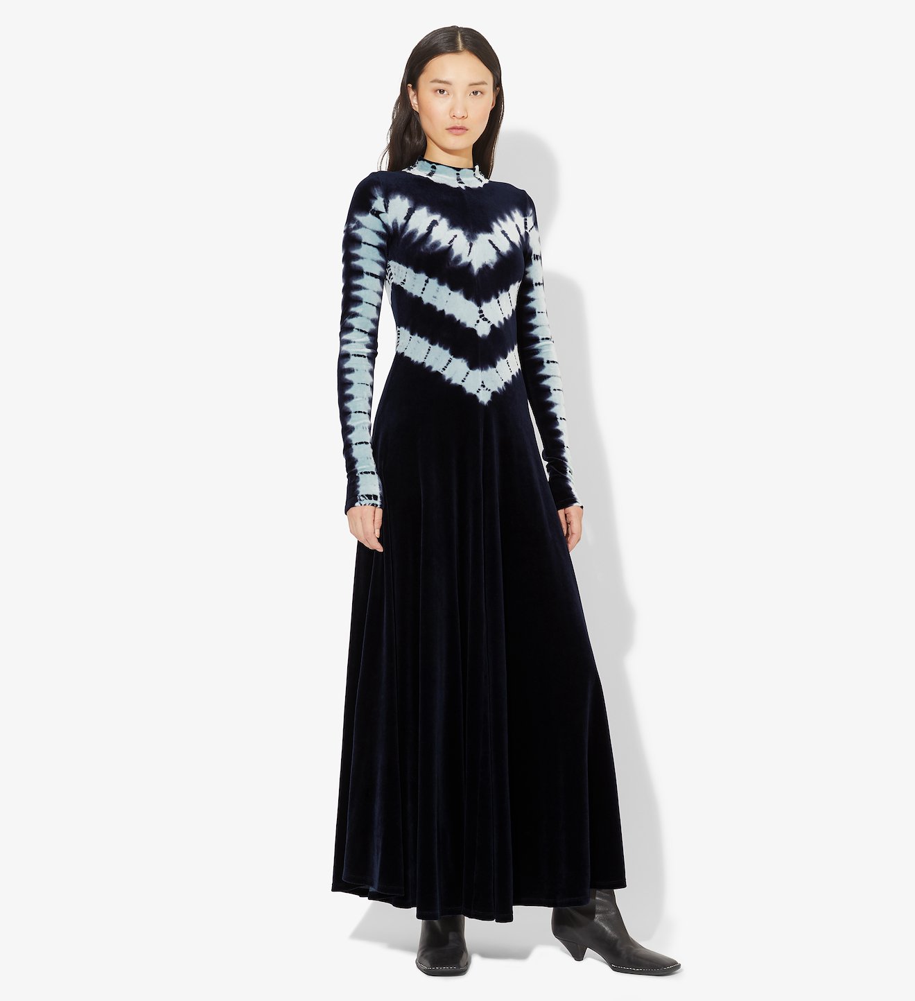Tie Dye Velvet Long Sleeve Dress