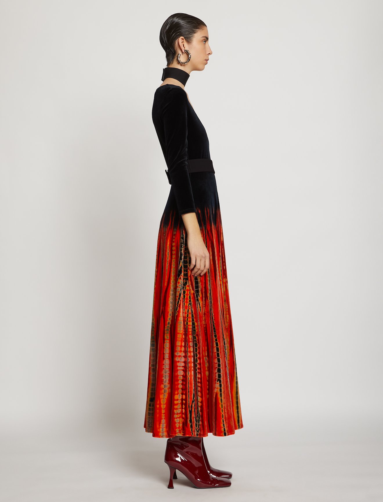 Tie Dye Velvet Scoop Neck Dress #1