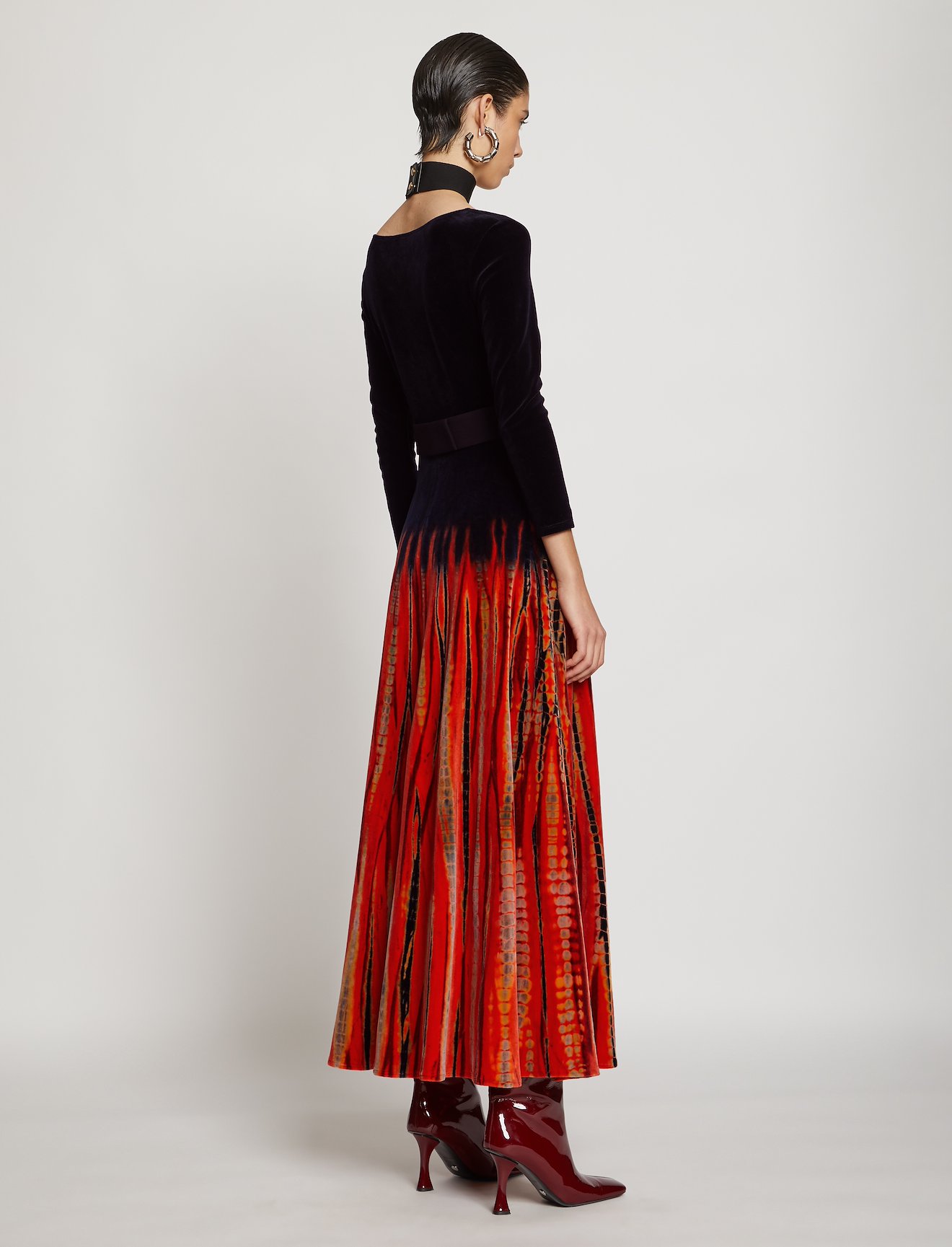 Tie Dye Velvet Scoop Neck Dress #2