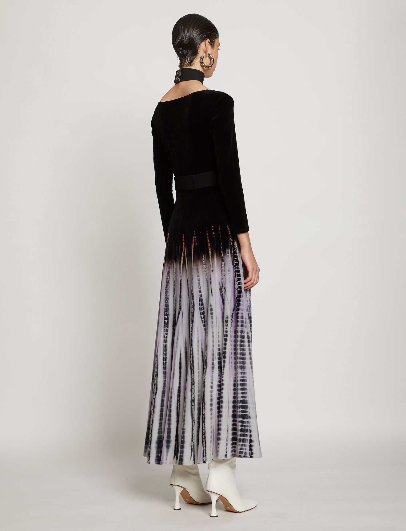 Tie Dye Velvet Scoop Neck Dress #2