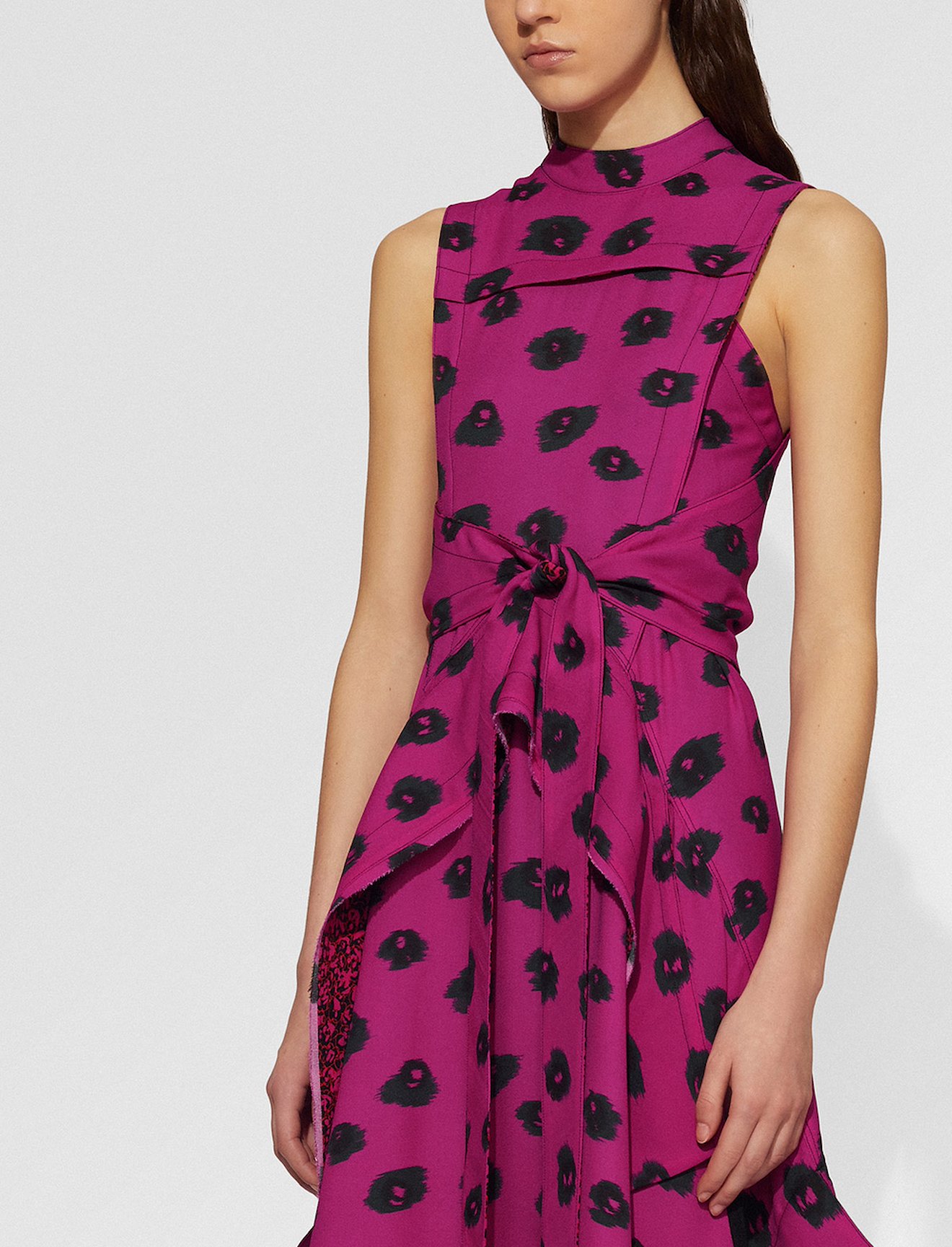 Tie-Front Printed Crepe Dress #3