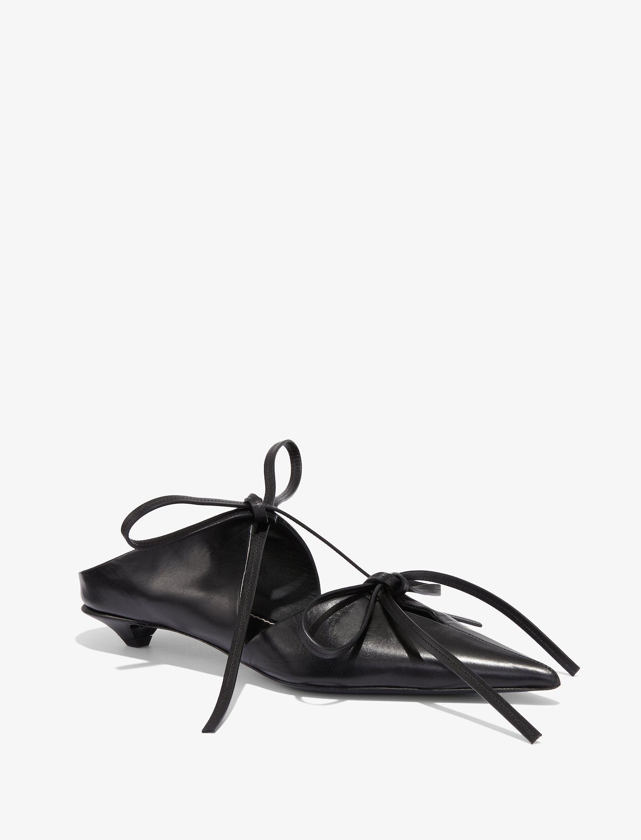Tied Pointed Toe Kitten Heel Mules #1