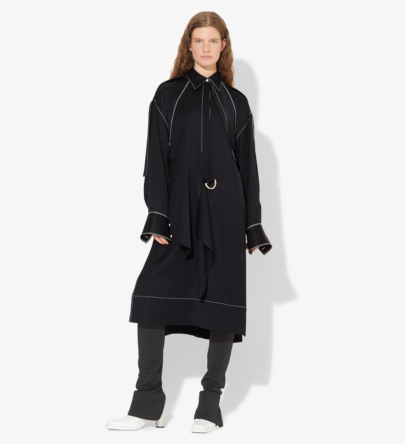 Topstitched Shirt Dress