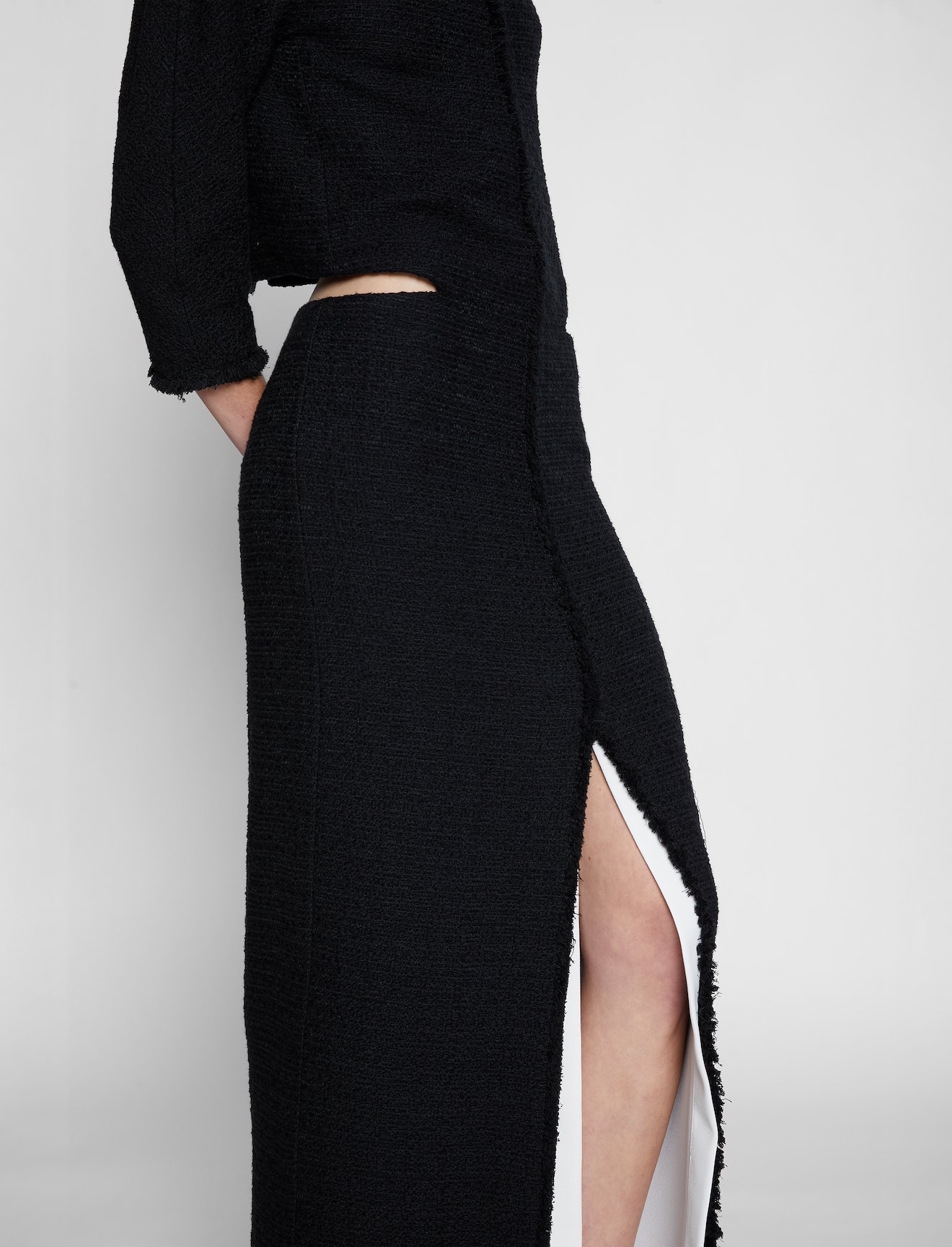Tweed Cut Out Raw Hem Dress #3