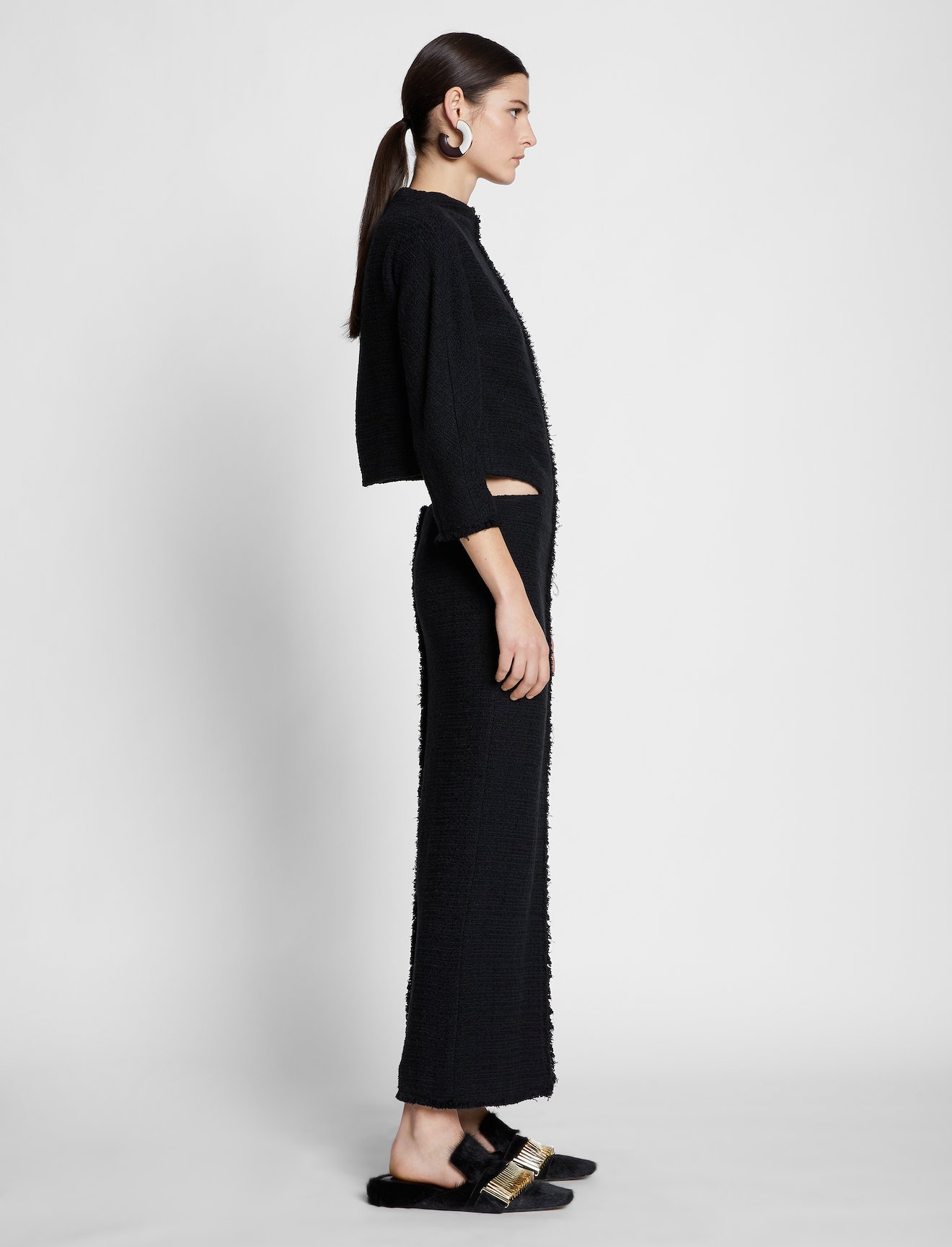 Tweed Cut Out Raw Hem Dress #1