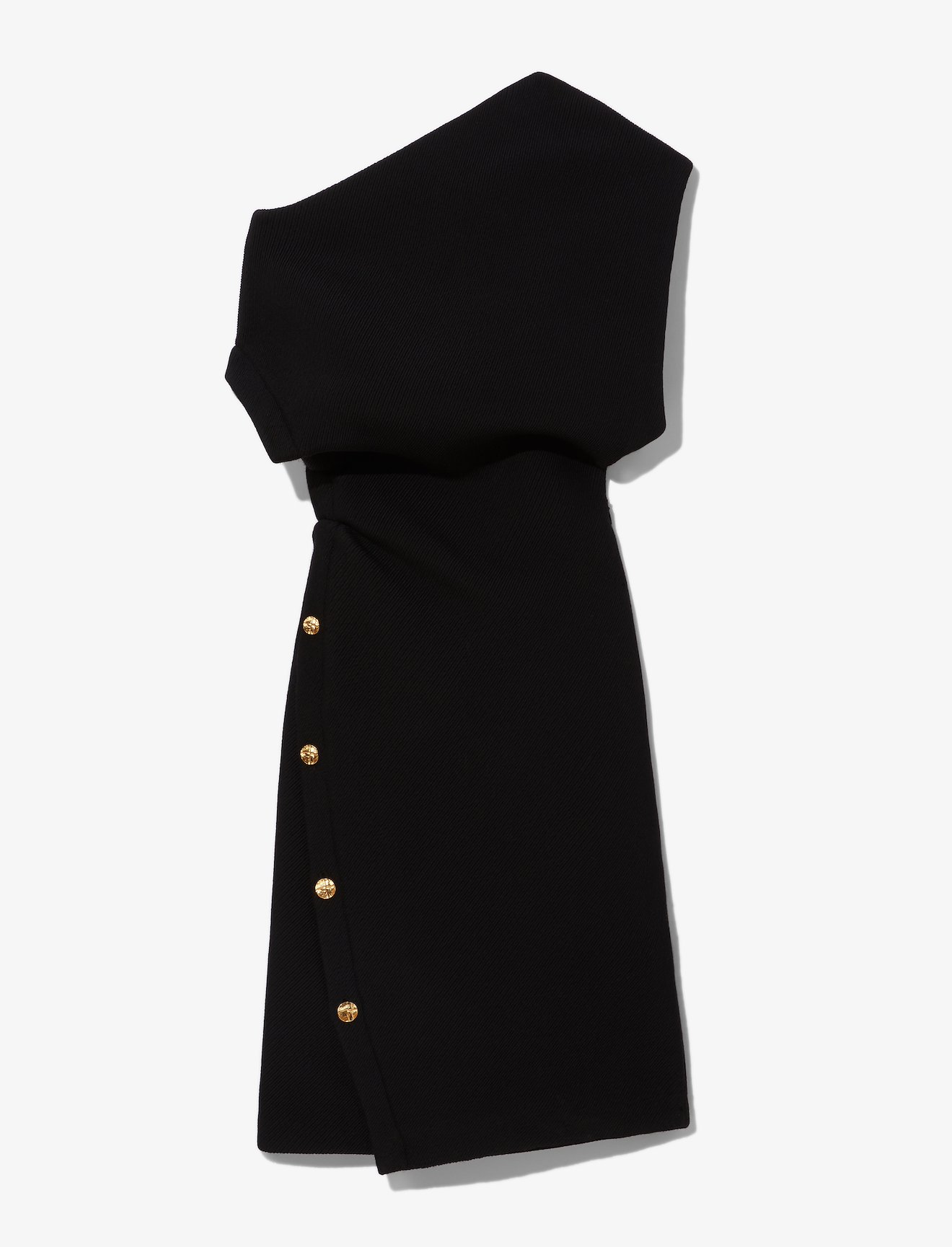 Twisted Off Shoulder Wool Twill Dress #4