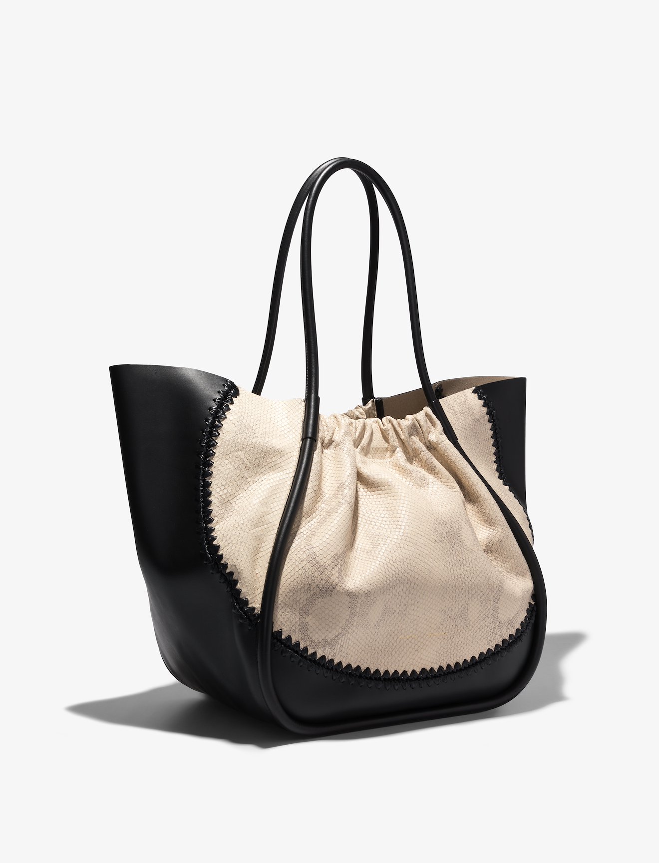 Two Tone Snake Embossed XL Ruched Tote #1