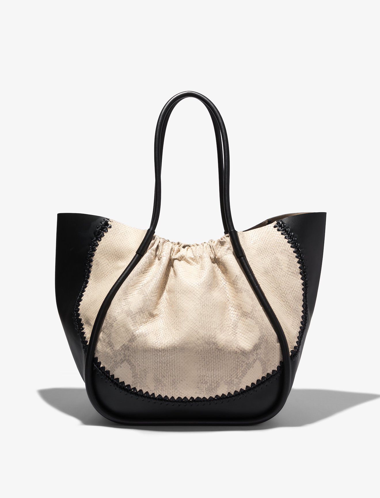 Two Tone Snake Embossed XL Ruched Tote #3