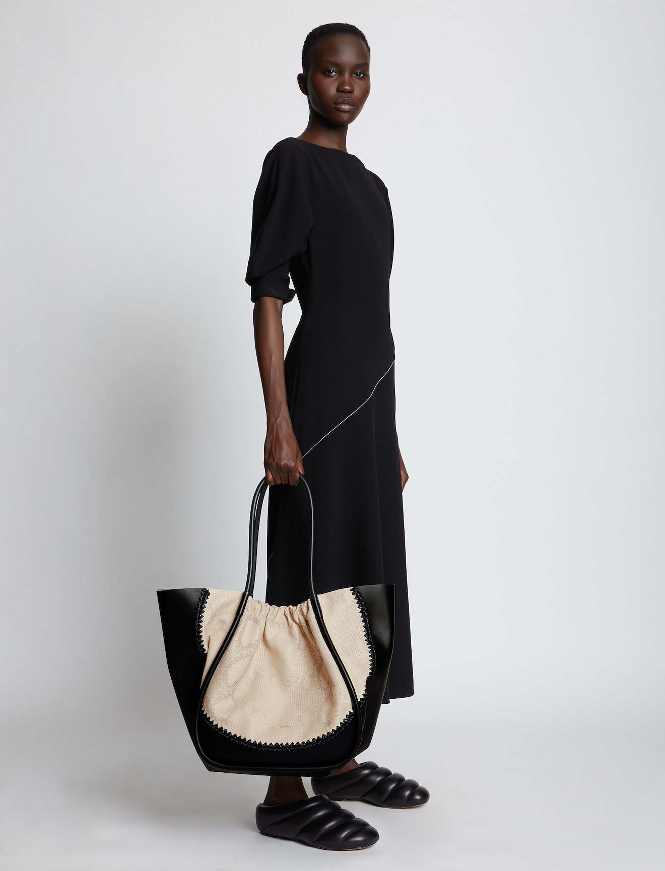Two Tone Snake Embossed XL Ruched Tote #2