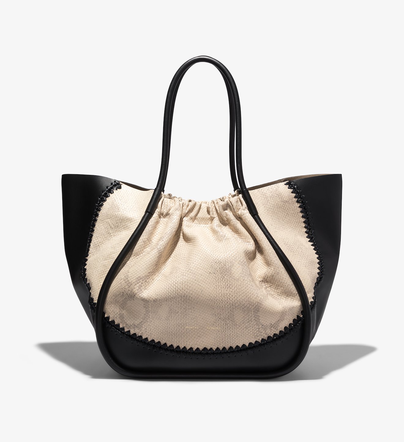 Two Tone Snake Embossed XL Ruched Tote