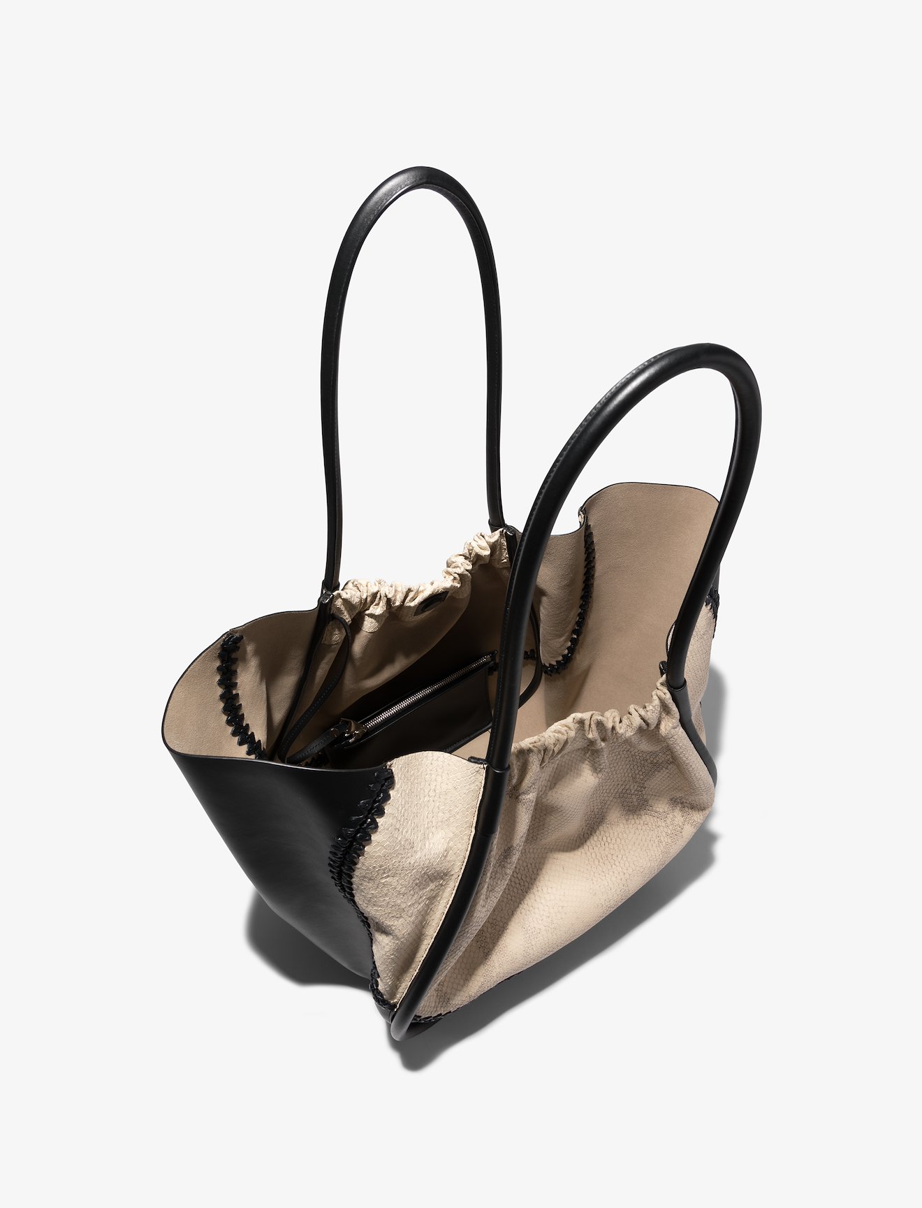 Two Tone Snake Embossed XL Ruched Tote #4
