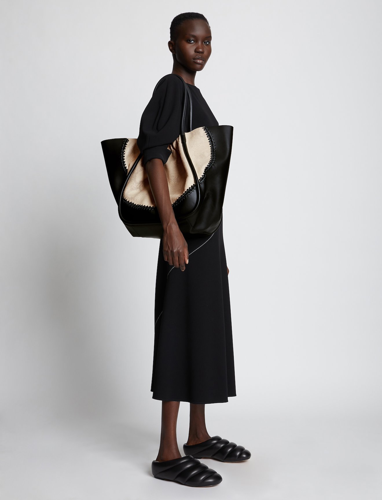 Two Tone Snake Embossed XL Ruched Tote #5
