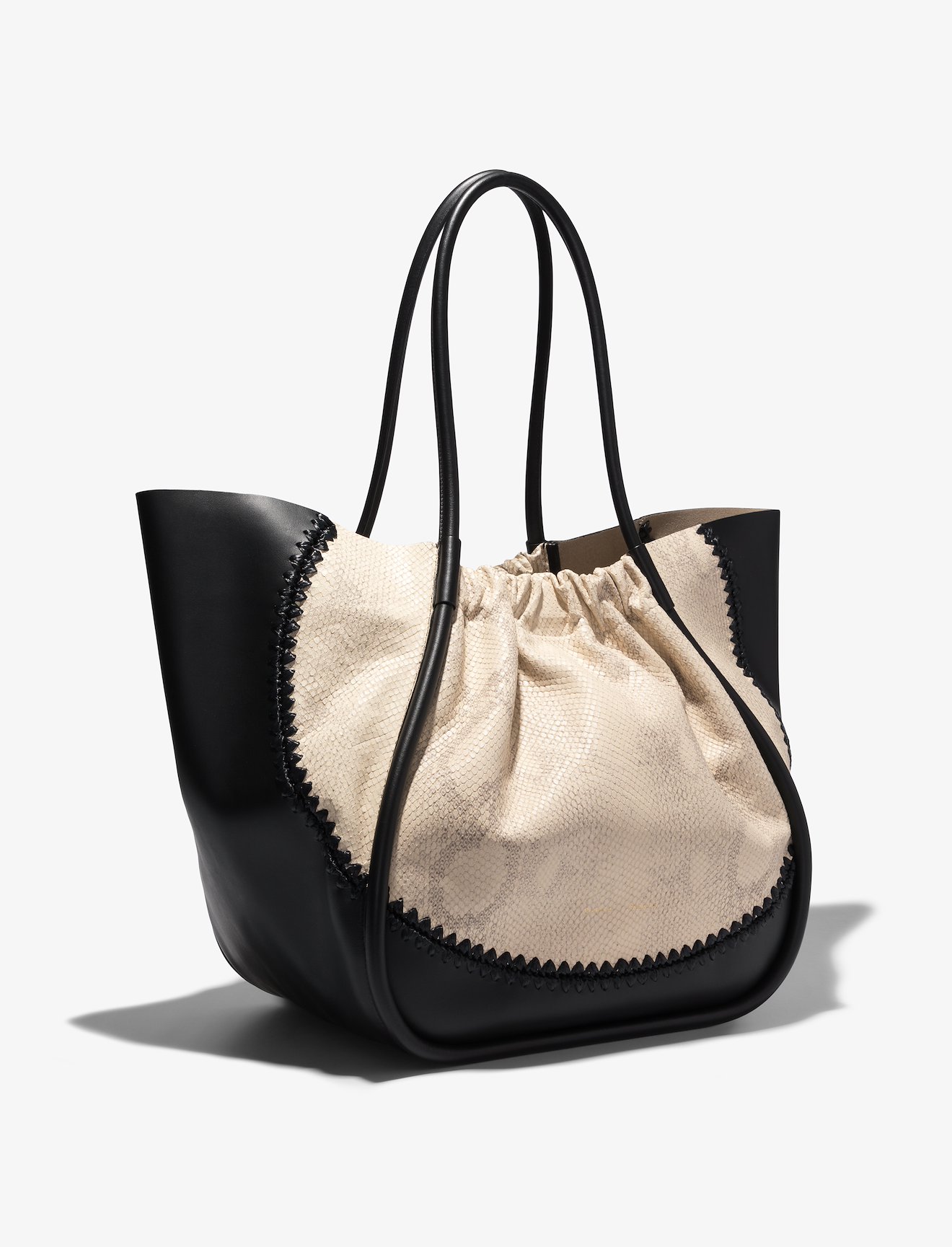 Two Tone Snake Embossed XL Ruched Tote #1